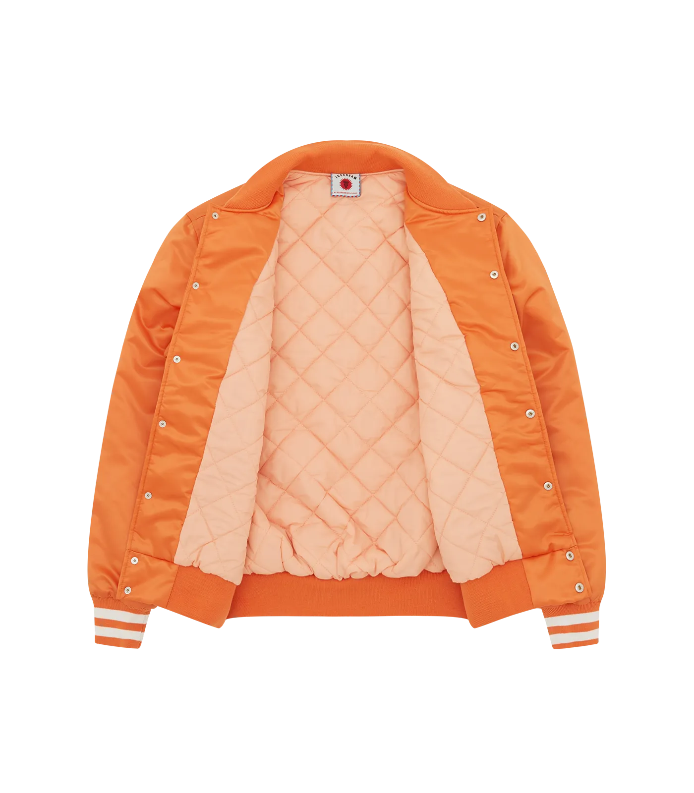 COLLEGE SATIN BOMBER JACKET - ORANGE