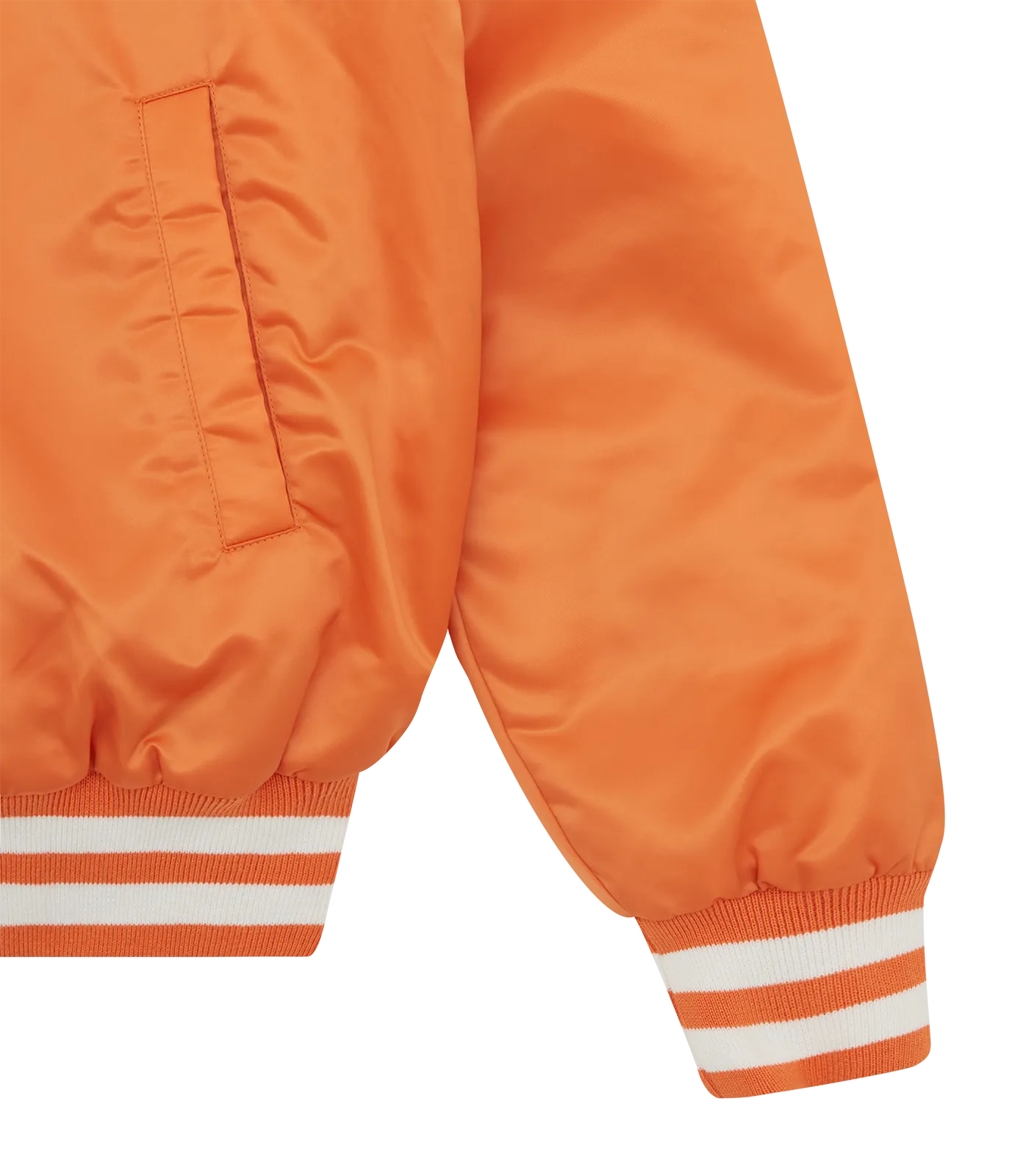 COLLEGE SATIN BOMBER JACKET - ORANGE