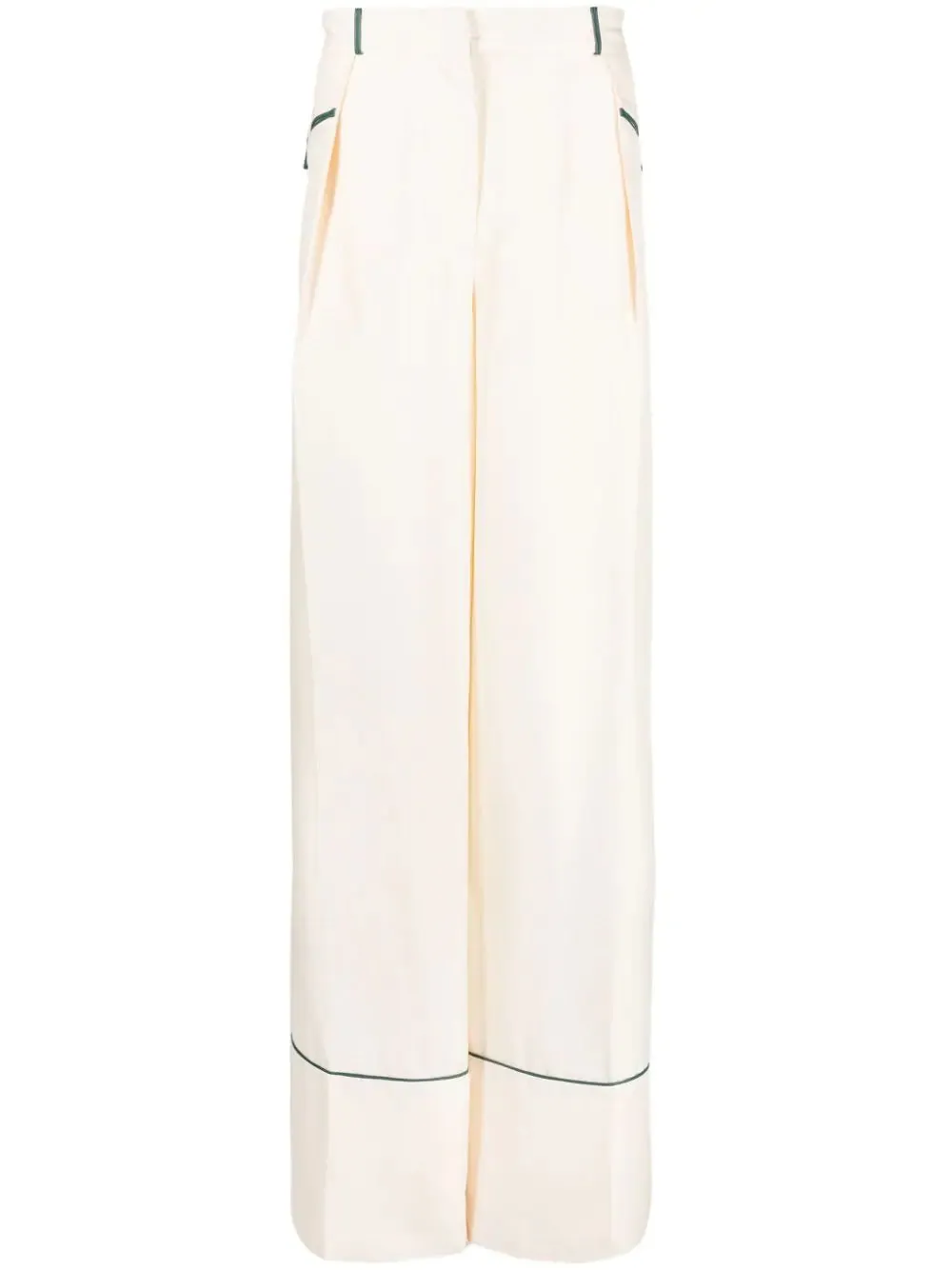 Contrast-Piping Silk Pyjama Trousers