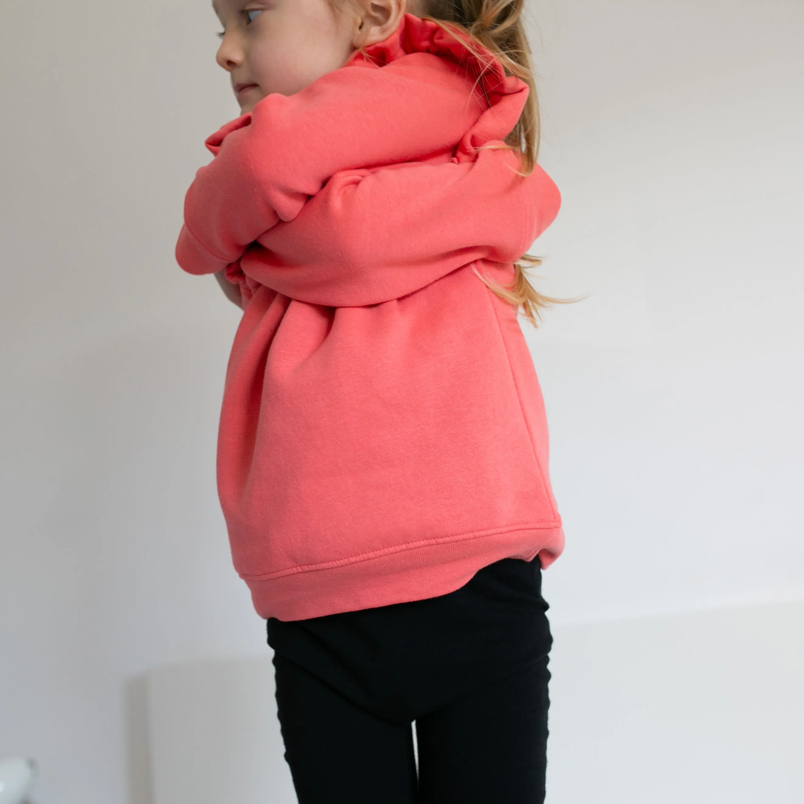 Coral frill sleeve Sweatshirt