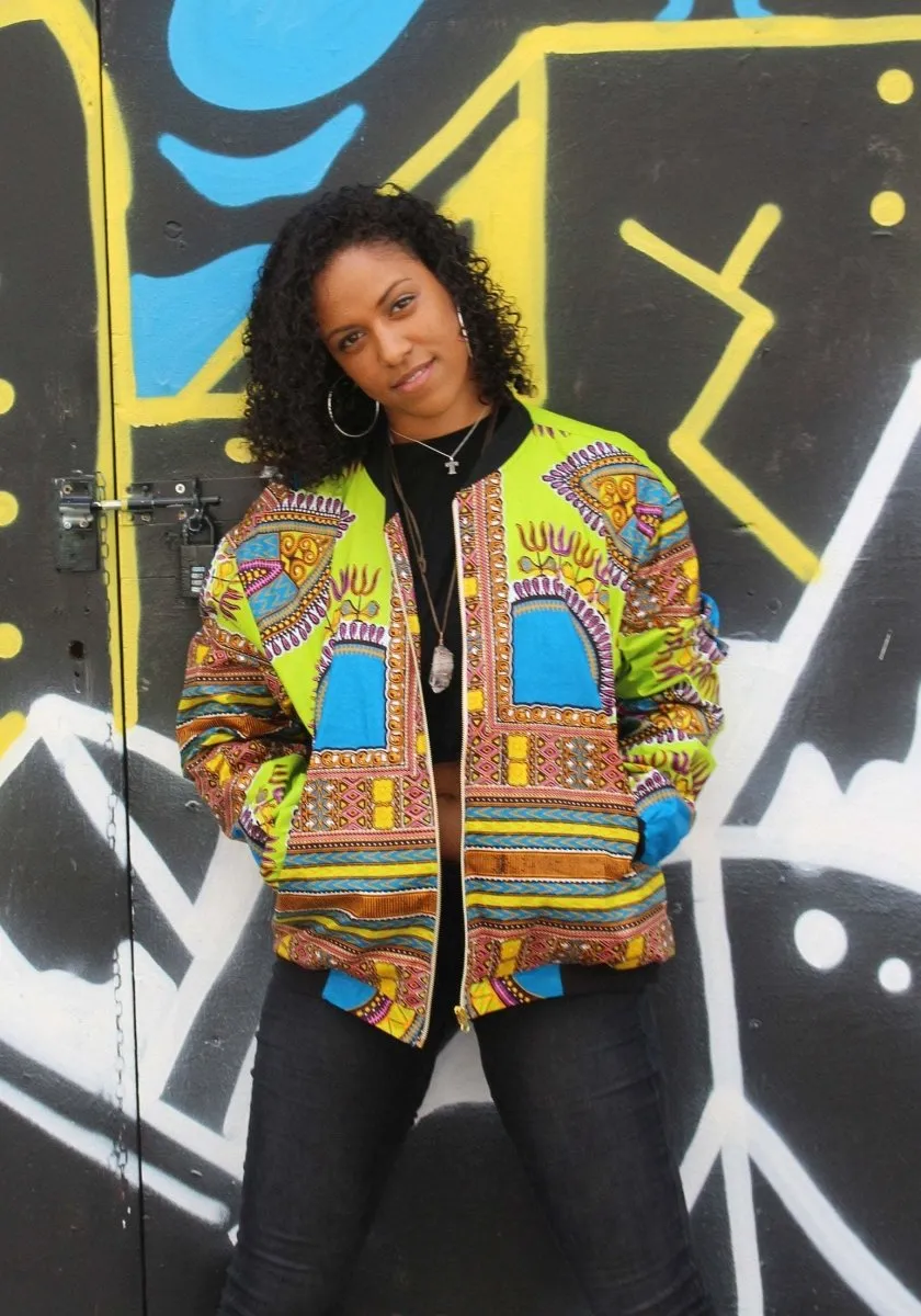 Dashiki Bomber Jacket in Green