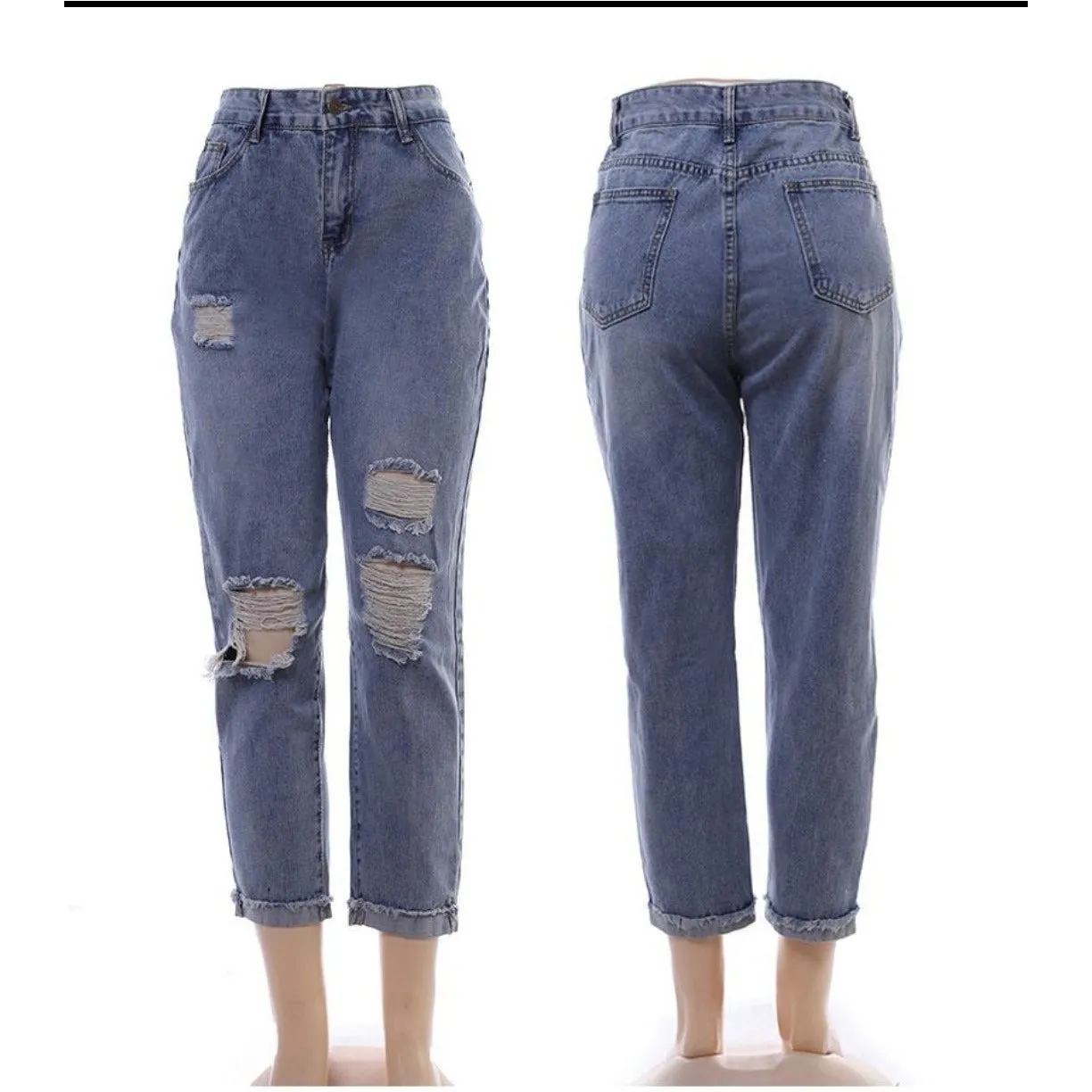 Distressed High Waisted Mommy Jeans