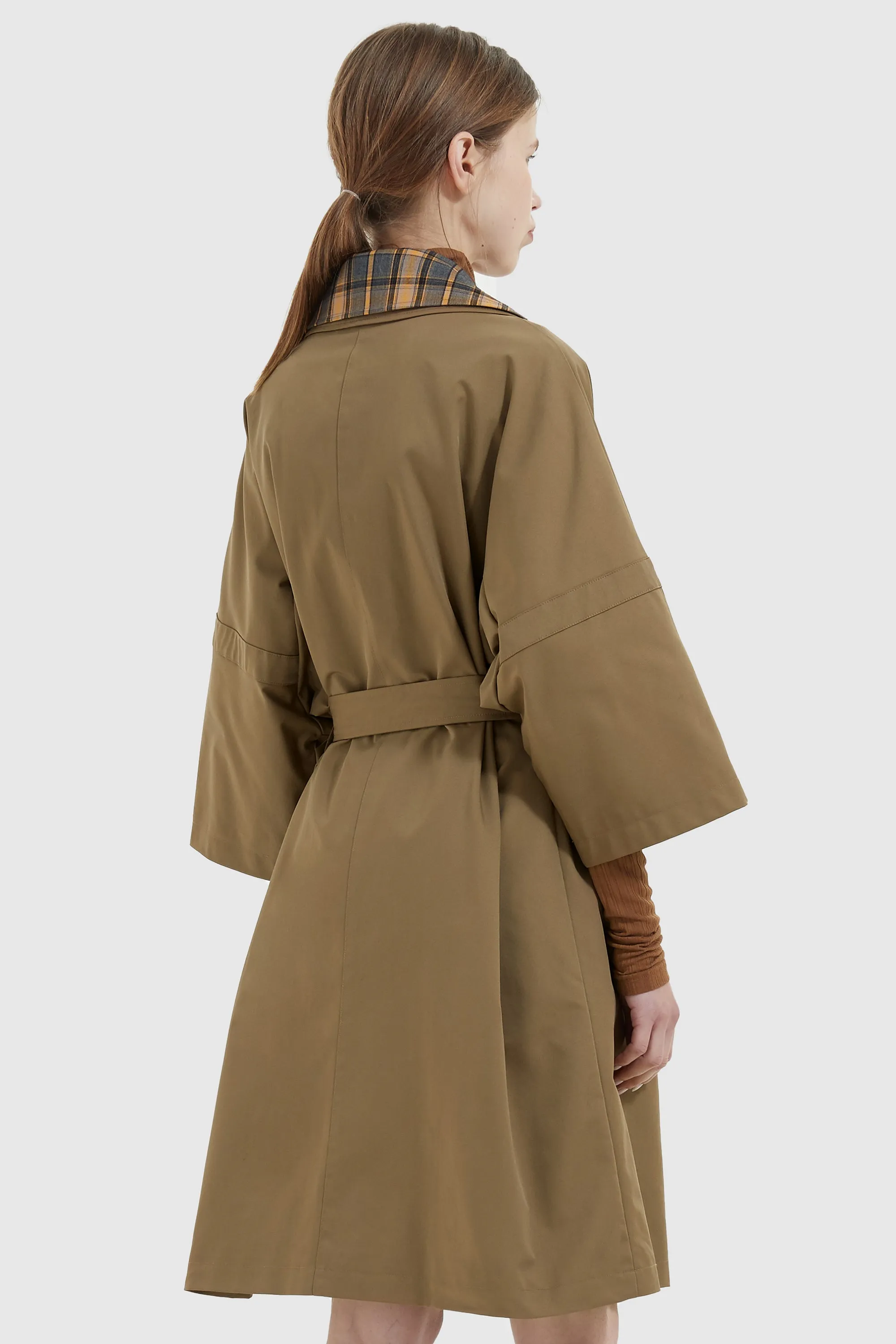 Double Breasted Laper Collar Trench Coat