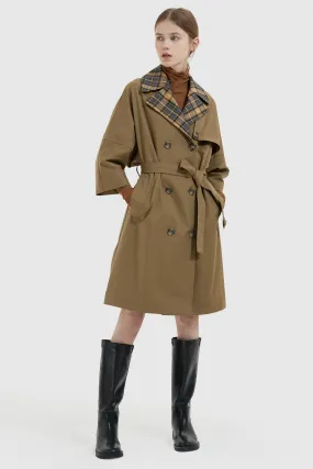 Double Breasted Laper Collar Trench Coat