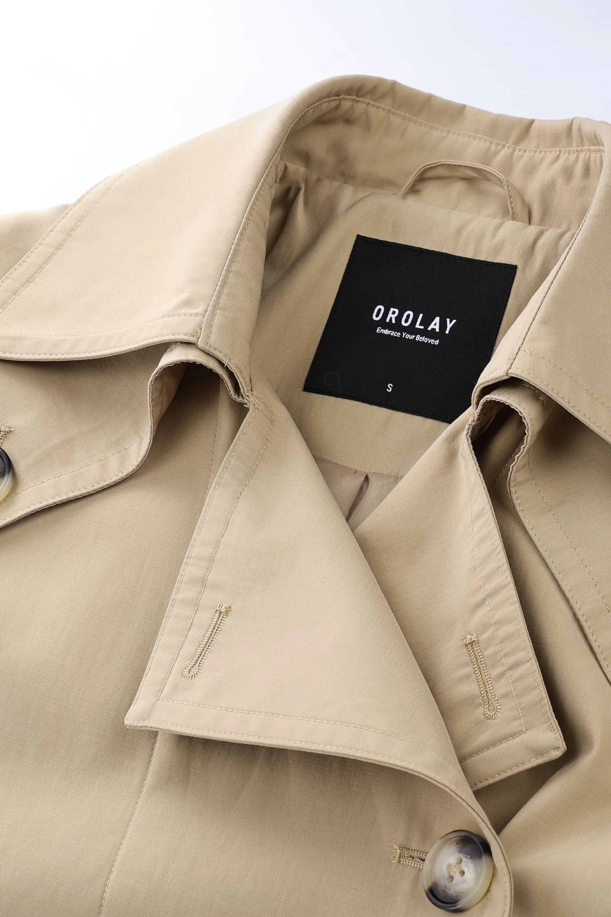 Double Breasted Notched Lapel Trench Coat