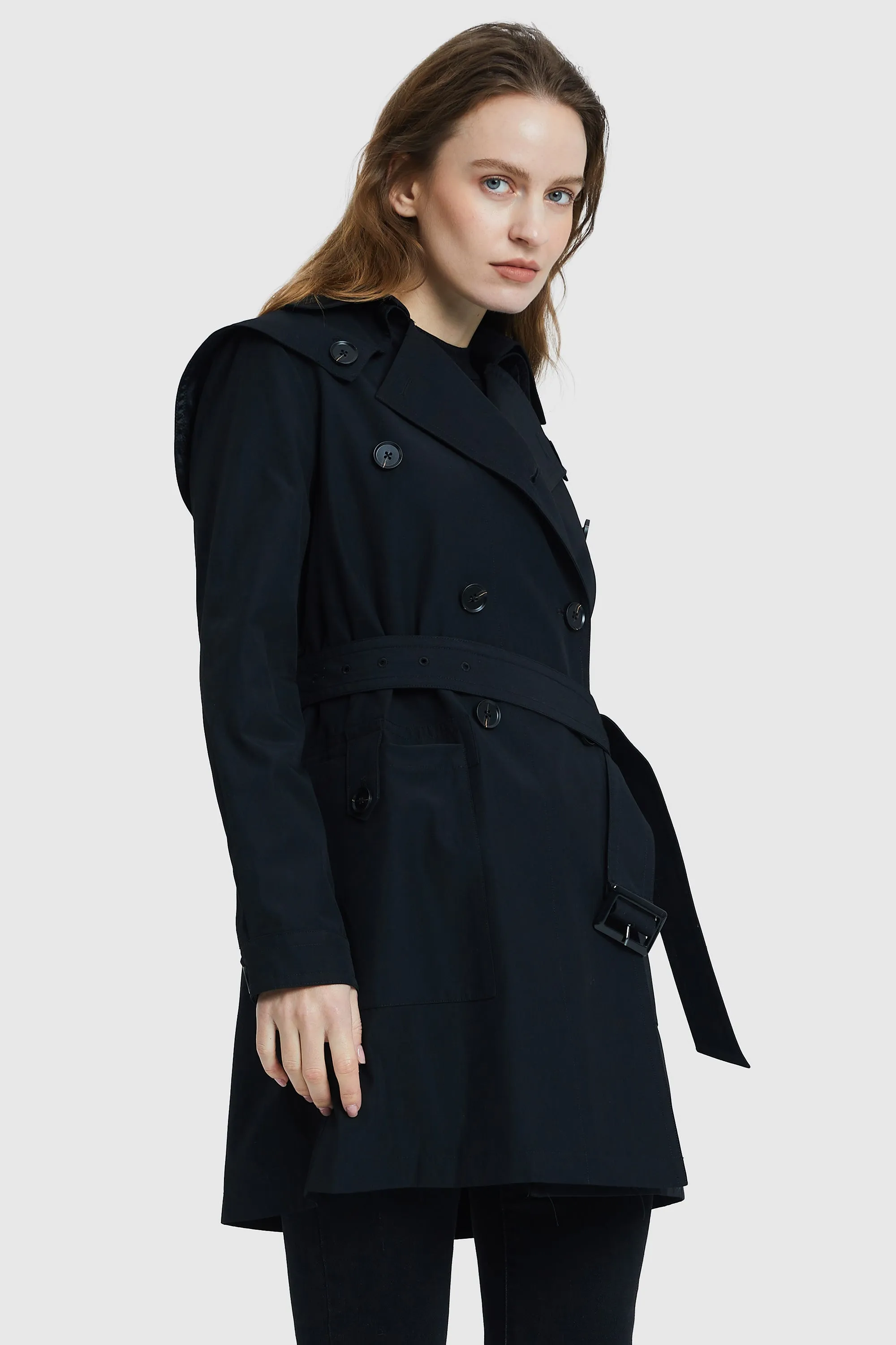 Double Breasted Notched Lapel Trench Coat