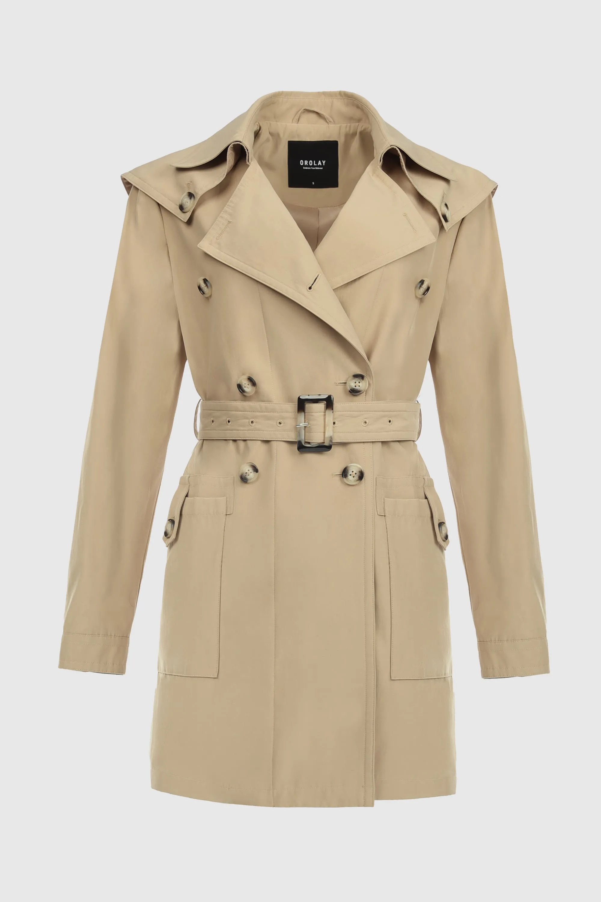 Double Breasted Notched Lapel Trench Coat