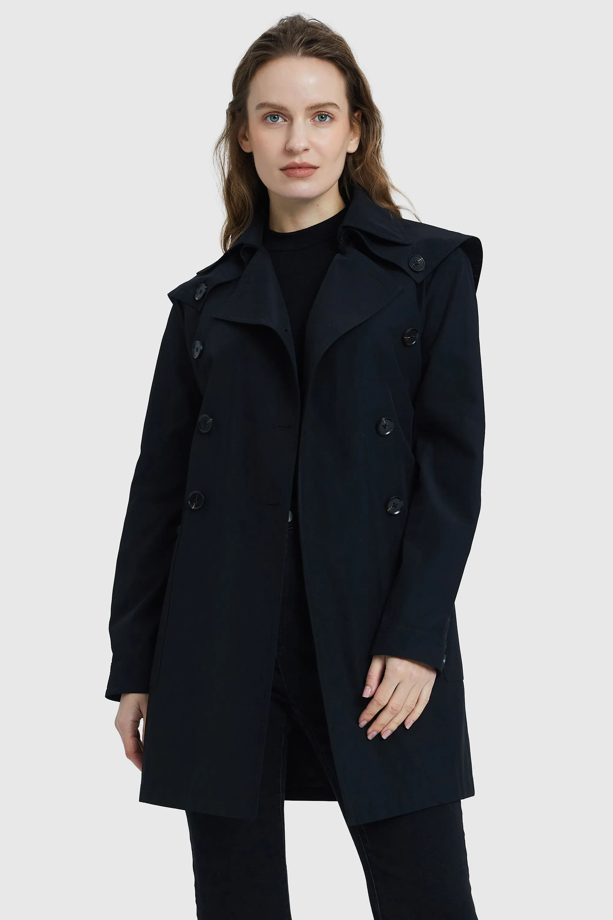 Double Breasted Notched Lapel Trench Coat