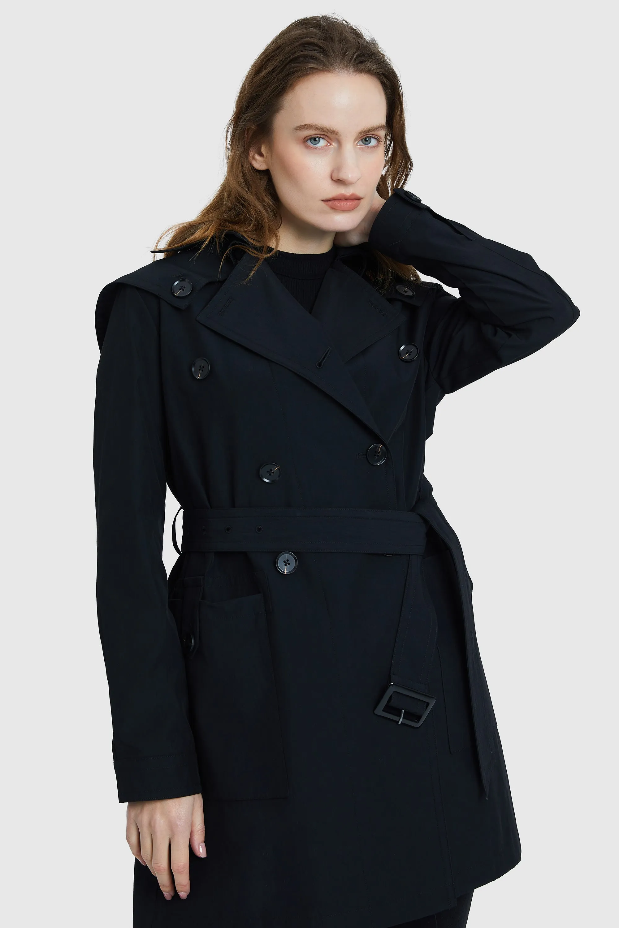 Double Breasted Notched Lapel Trench Coat