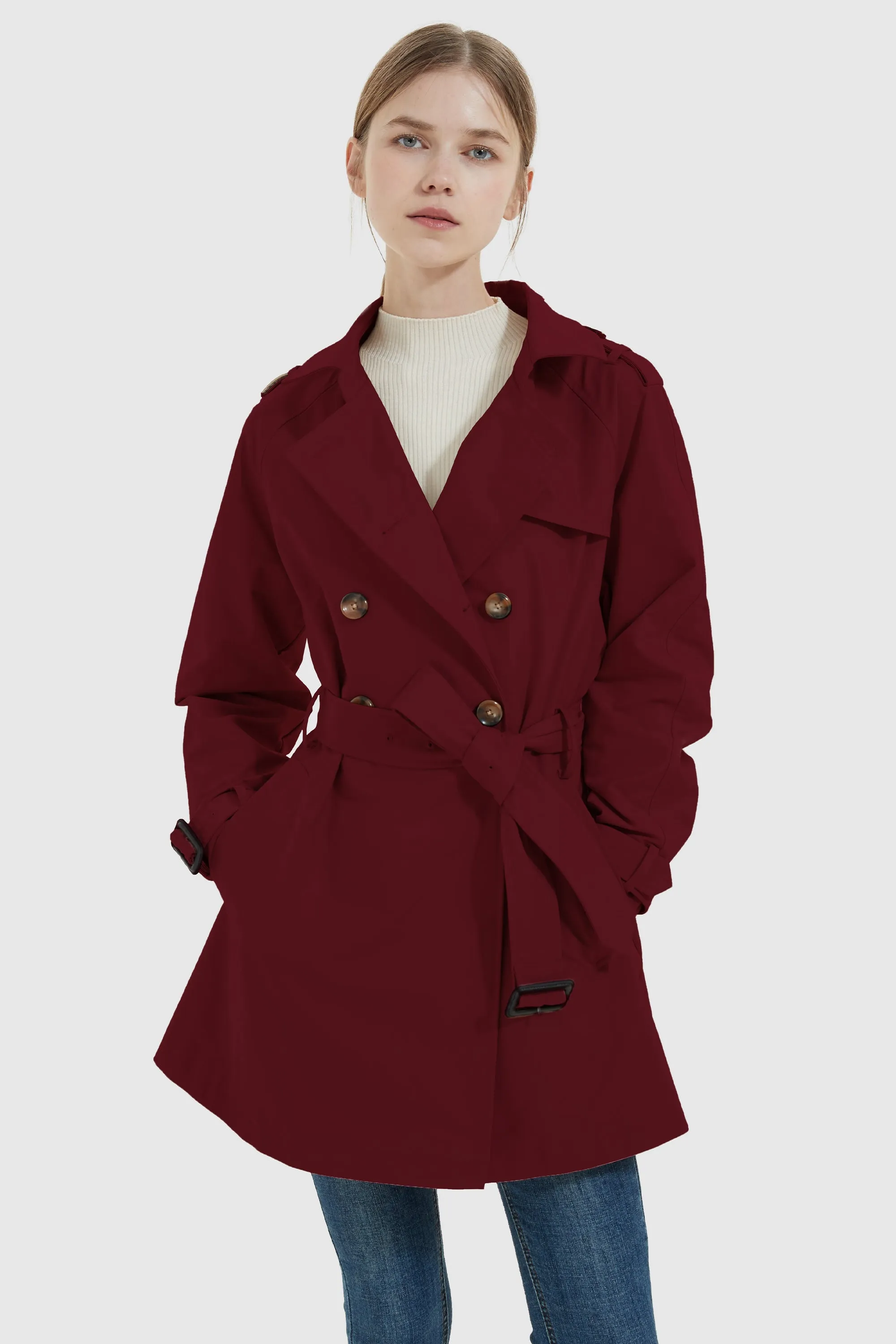 Double Breasted Trench Coat with Belt