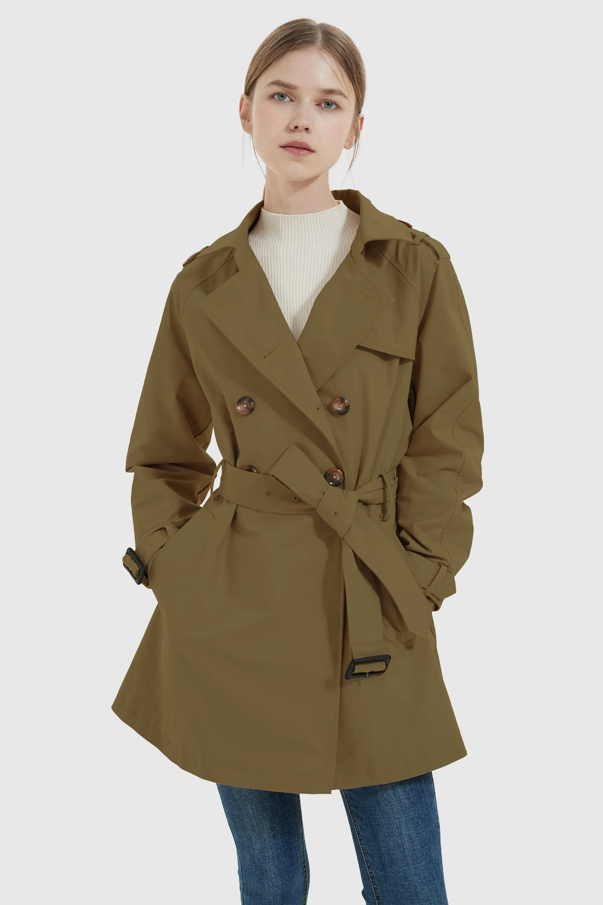 Double Breasted Trench Coat with Belt