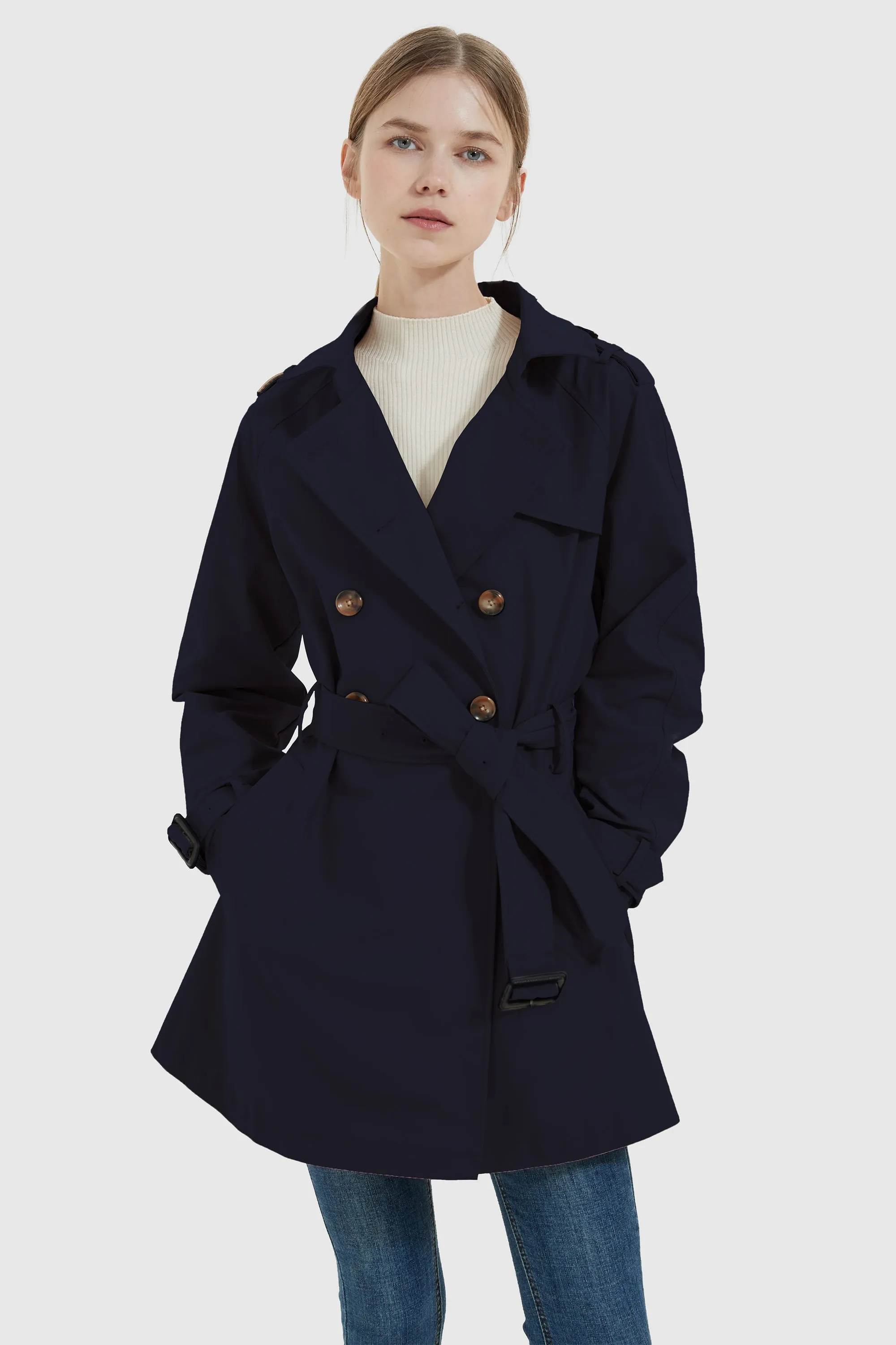 Double Breasted Trench Coat with Belt