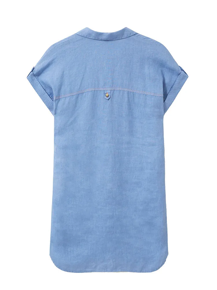 Elsie Linen Tunic - Mid Blue