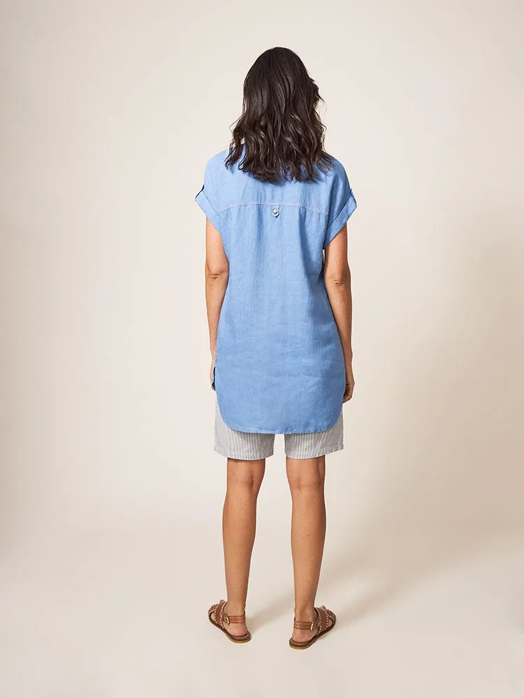 Elsie Linen Tunic - Mid Blue