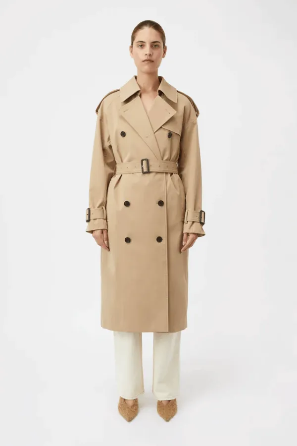 Evans Mid Length Trench Coat Sand