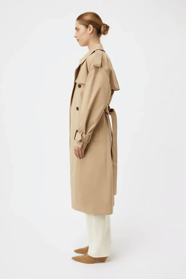 Evans Mid Length Trench Coat Sand