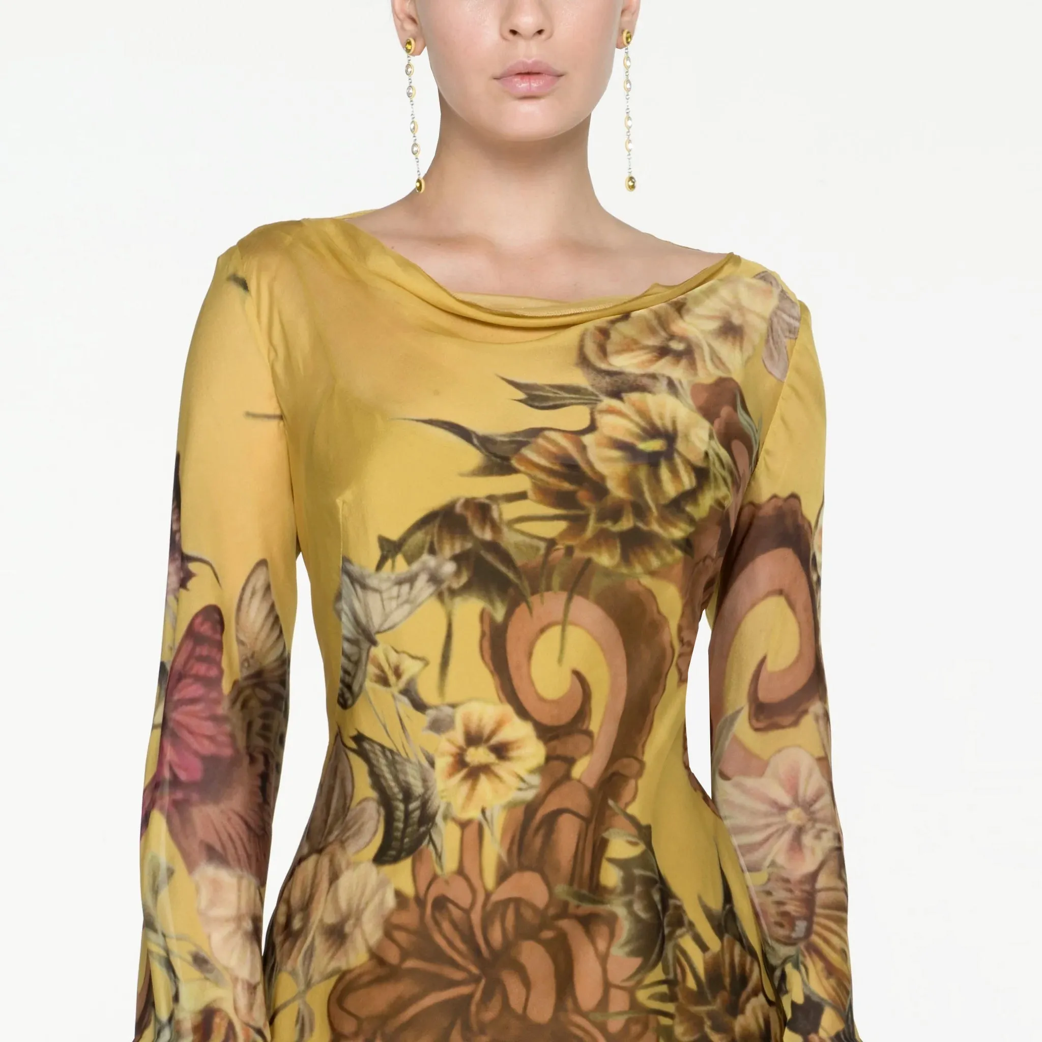 Fantasy Print Yellow Dress