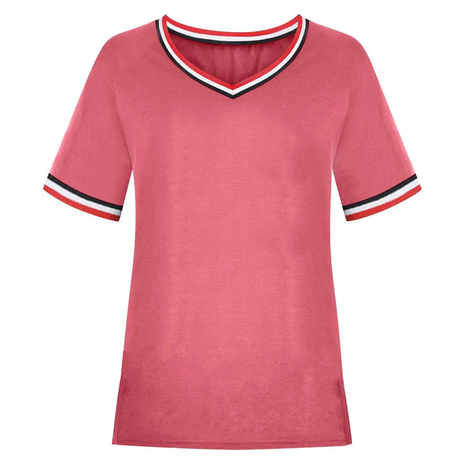 Fashion short sleeve v neck t-shirt（AY1733）