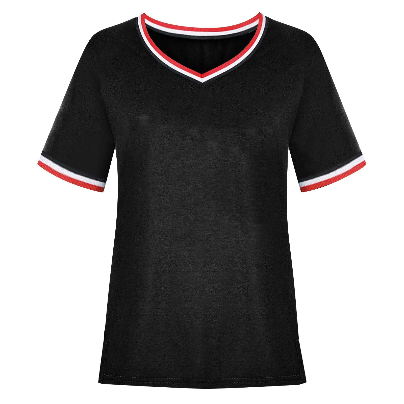 Fashion short sleeve v neck t-shirt（AY1733）