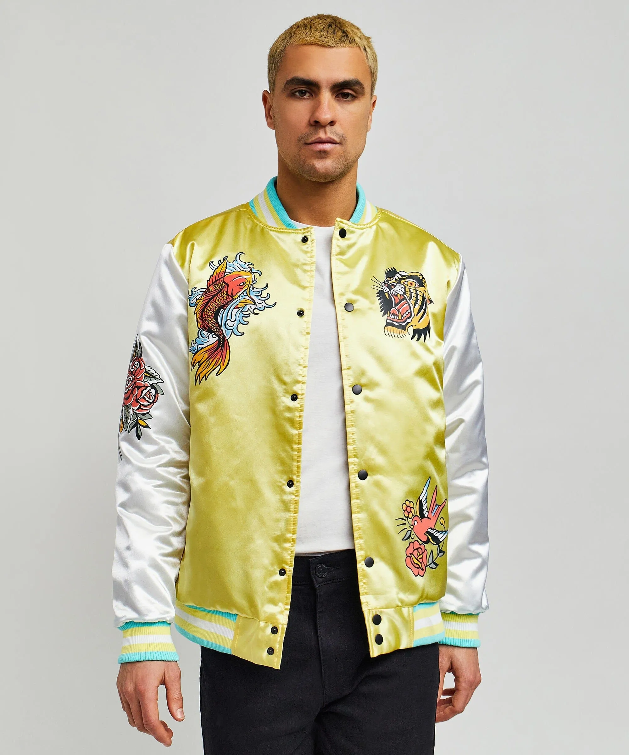 Fearless Satin Bomber Jacket - Yellow