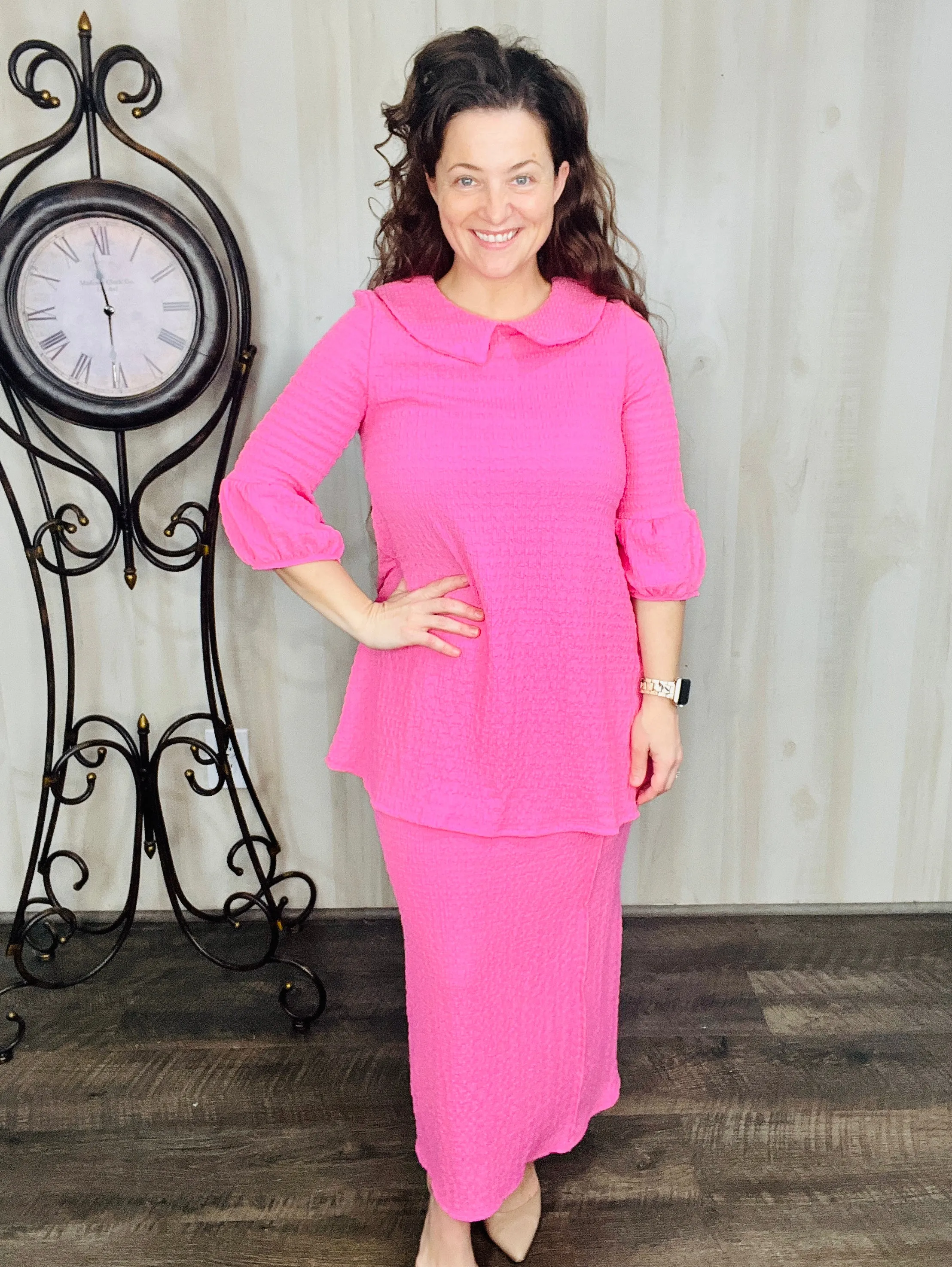 Feeling Sweet Textured Tunic-Pink