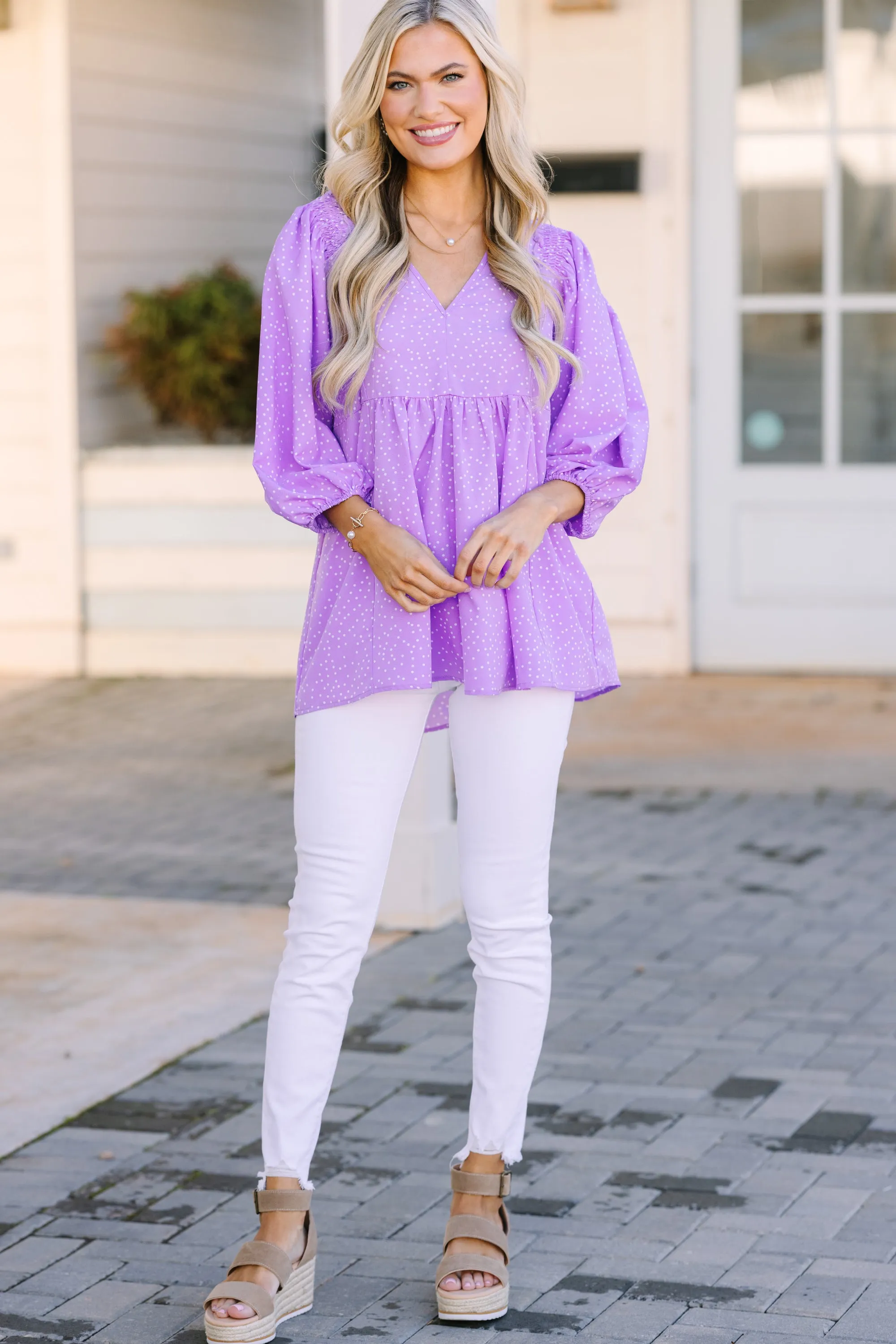 Feeling Wild Purple Polka Dot Tunic