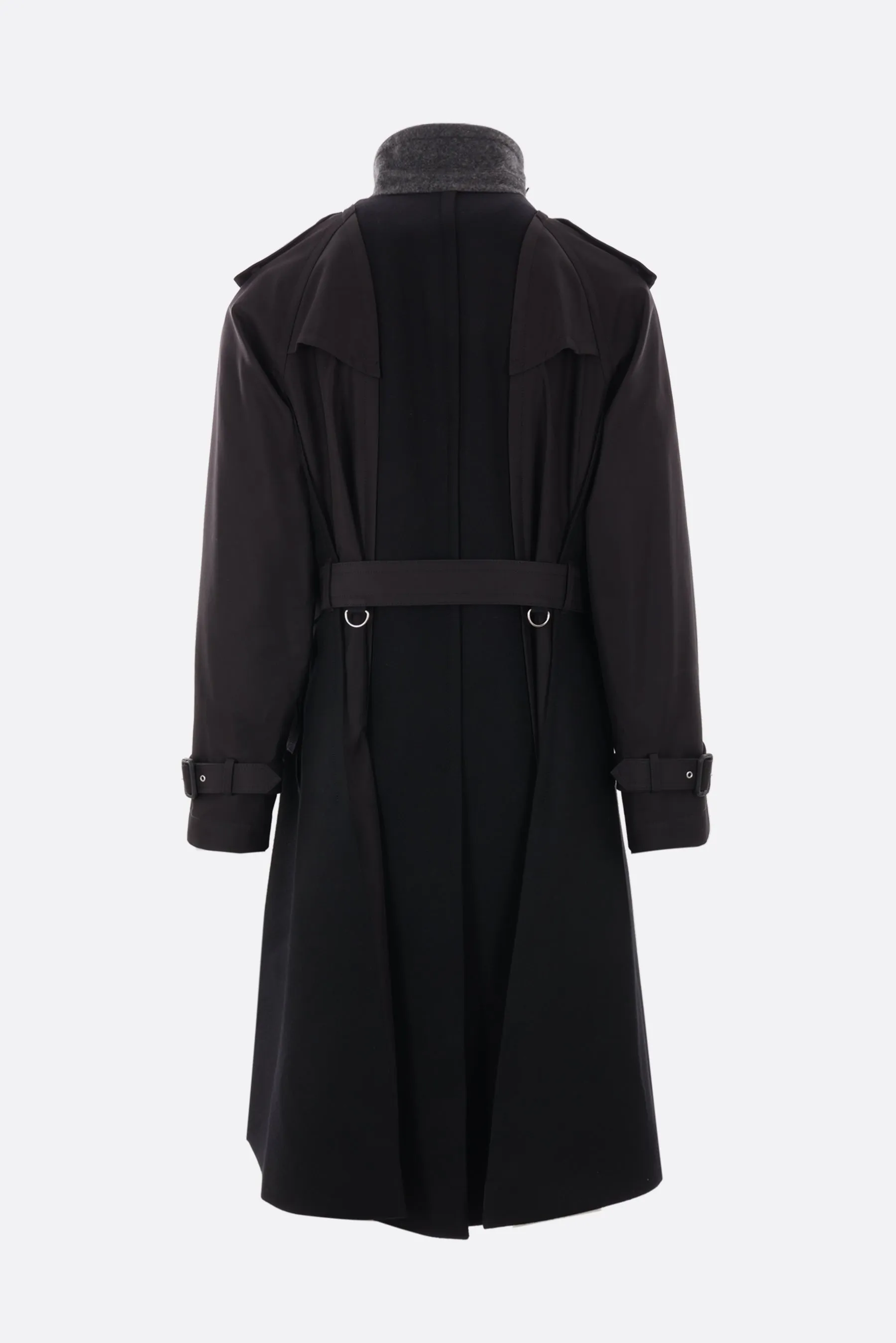 gabardine and cloth destructured trench coat