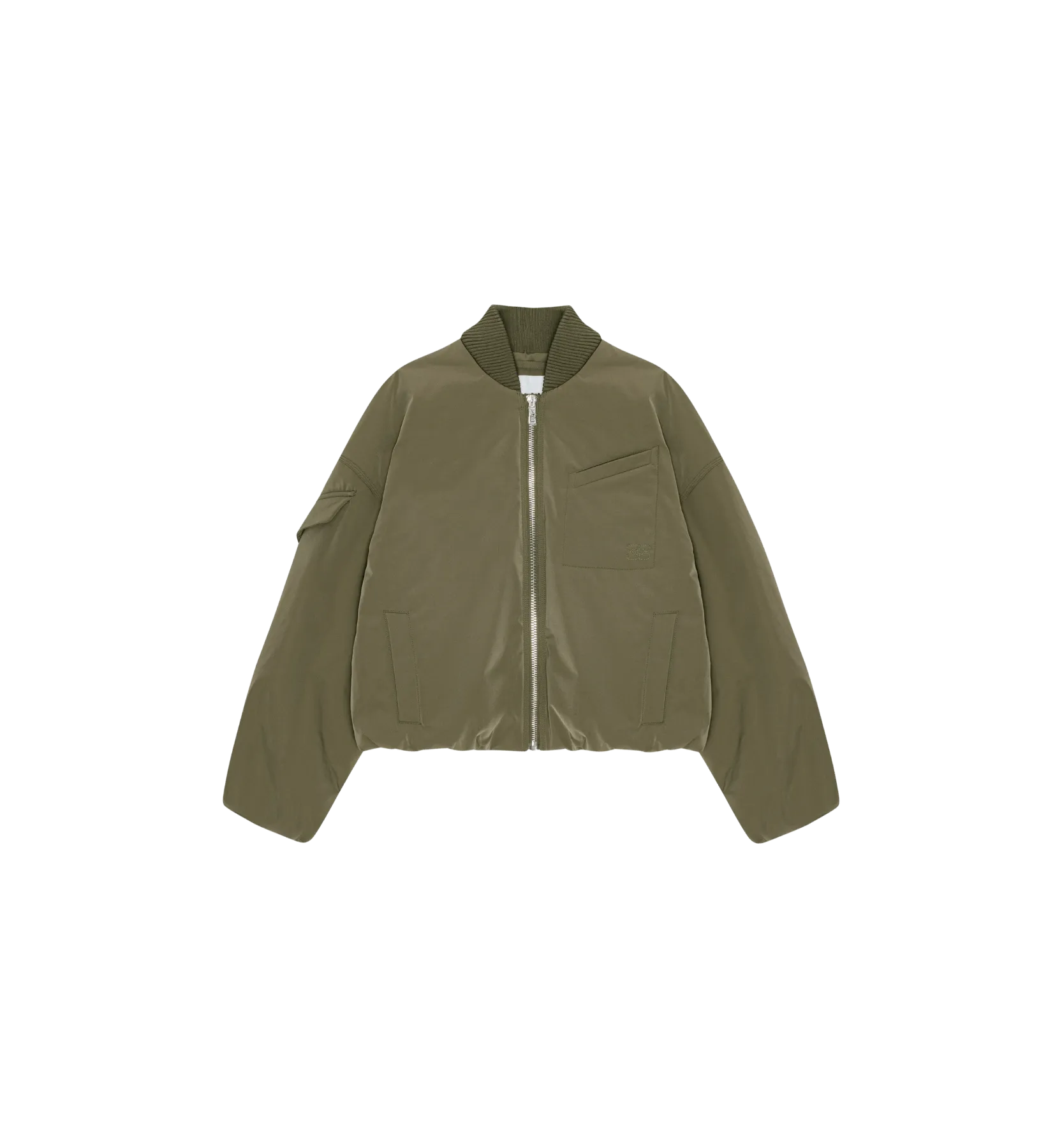 GANNI Light Twill Oversized Short Bomber Jacket