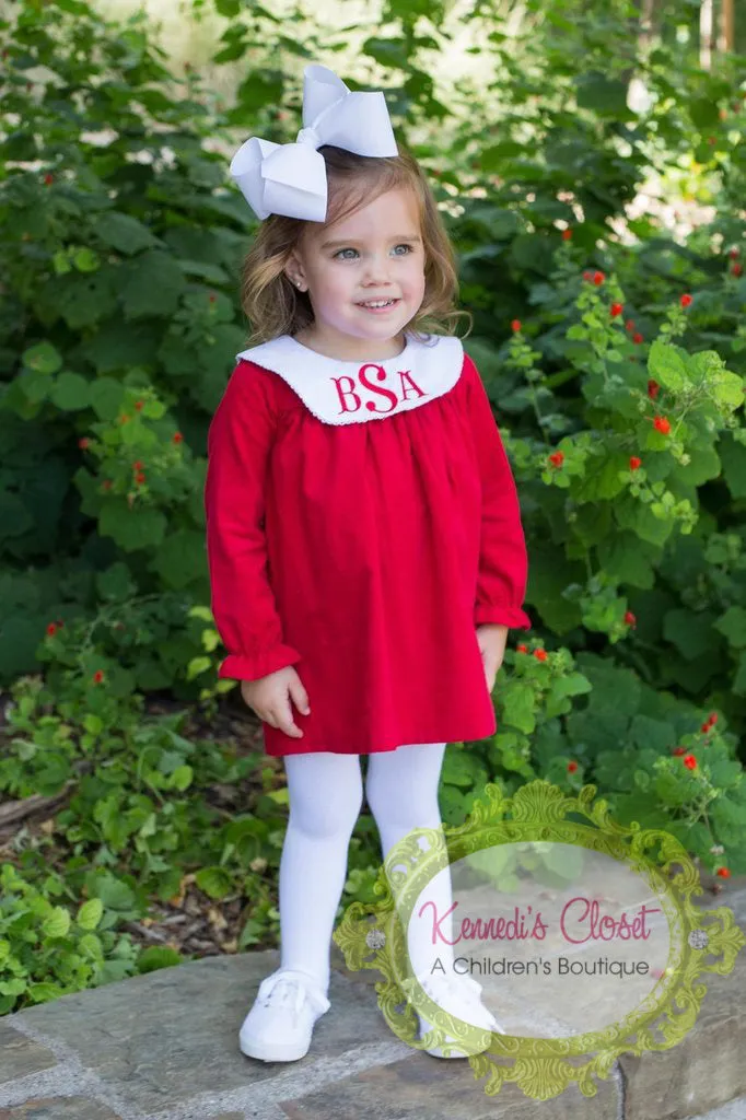 Girls Long Sleeve Red Bishop Dress