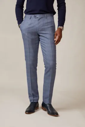 HILTON - Blue Tweed Check Trousers