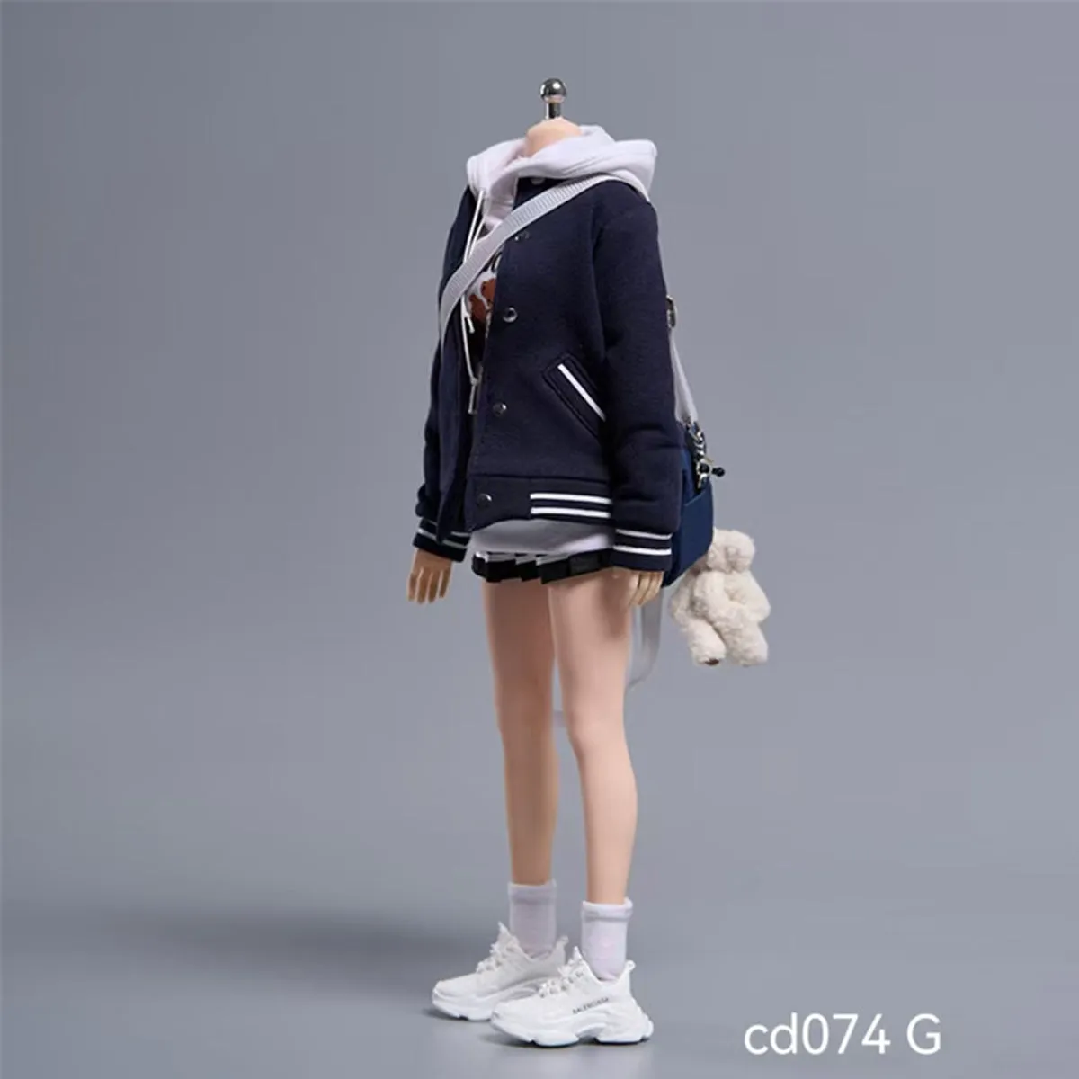 HiPlay Cdtoys, Baseball Jacket Hooded Sweatshirt and Pleated Skirt Set, Figure Doll Clothes