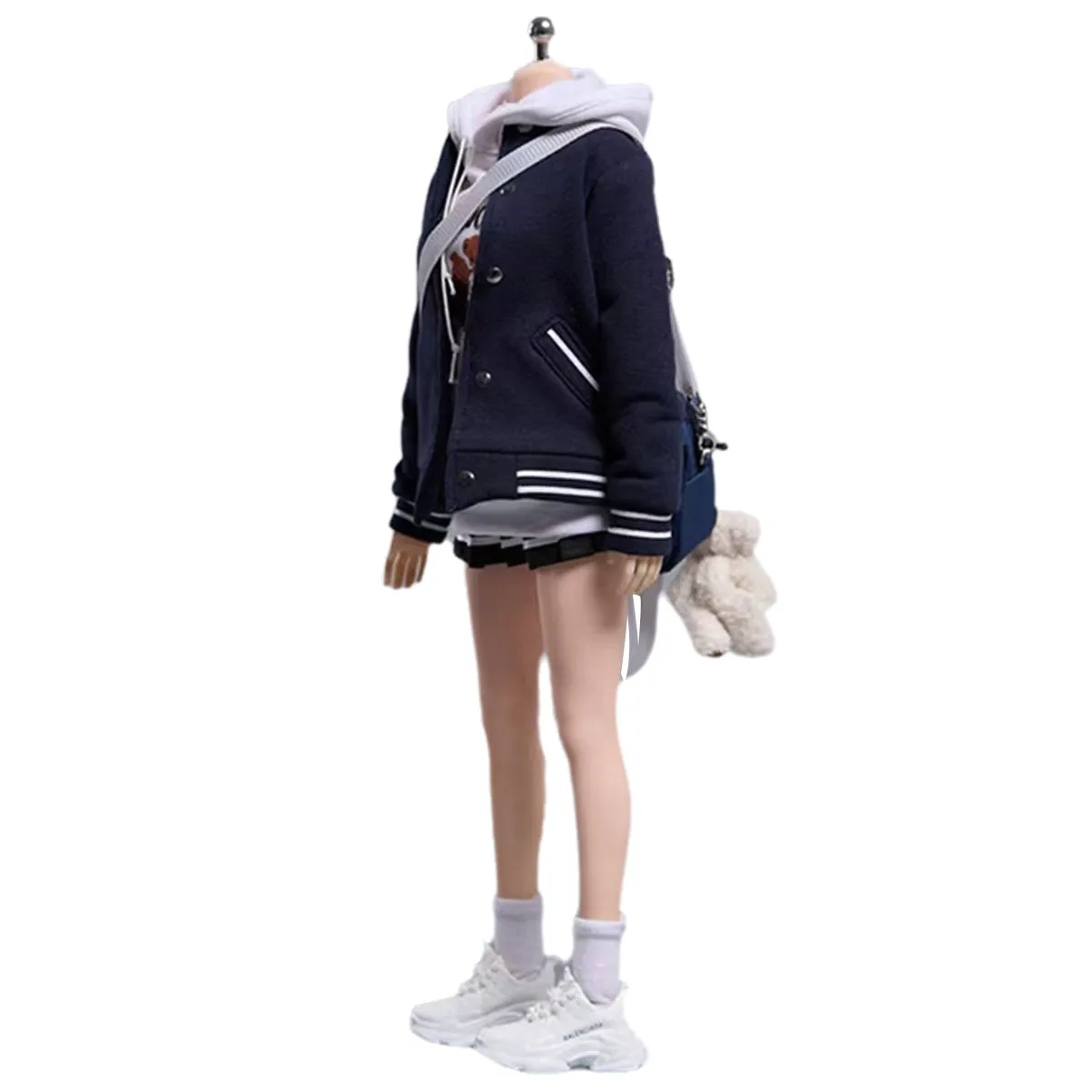 HiPlay Cdtoys, Baseball Jacket Hooded Sweatshirt and Pleated Skirt Set, Figure Doll Clothes