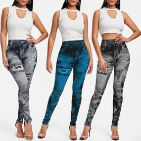 Imitation Distressed Denim Jeans