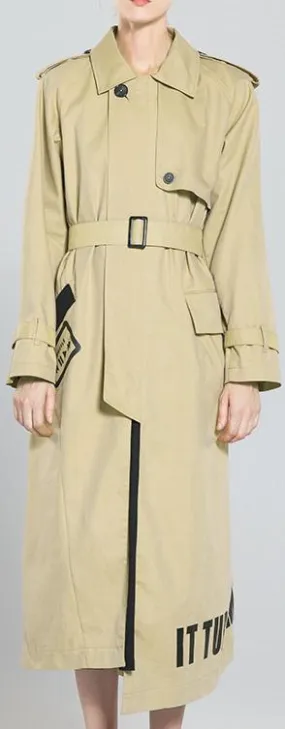 'It Turns Me On' Printed Trench Coat