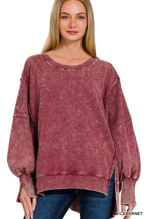 Ivy Oversized Pullover Sweatshirt - Cabernet