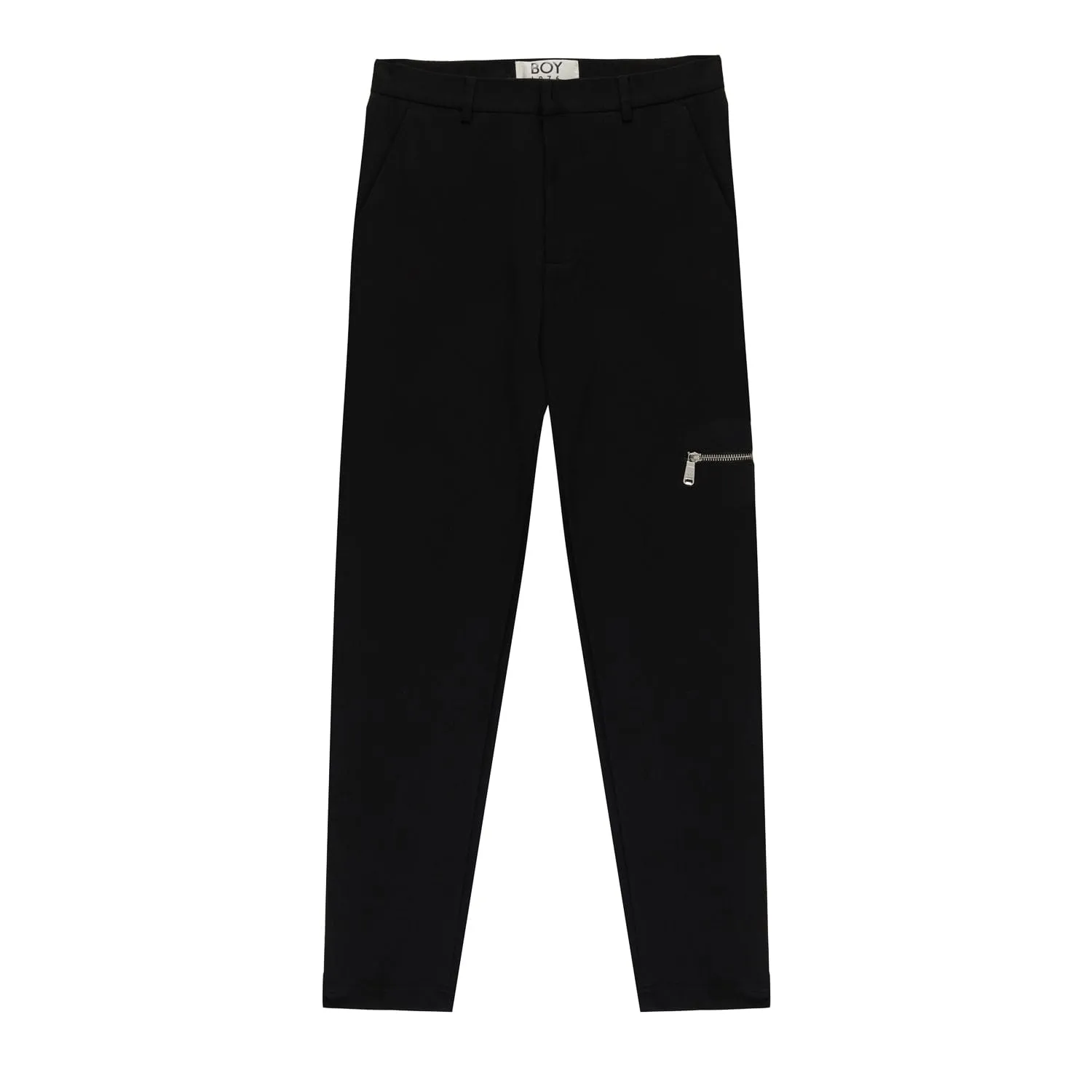 JERSEY TAILORED ZIP TROUSERS - BLACK