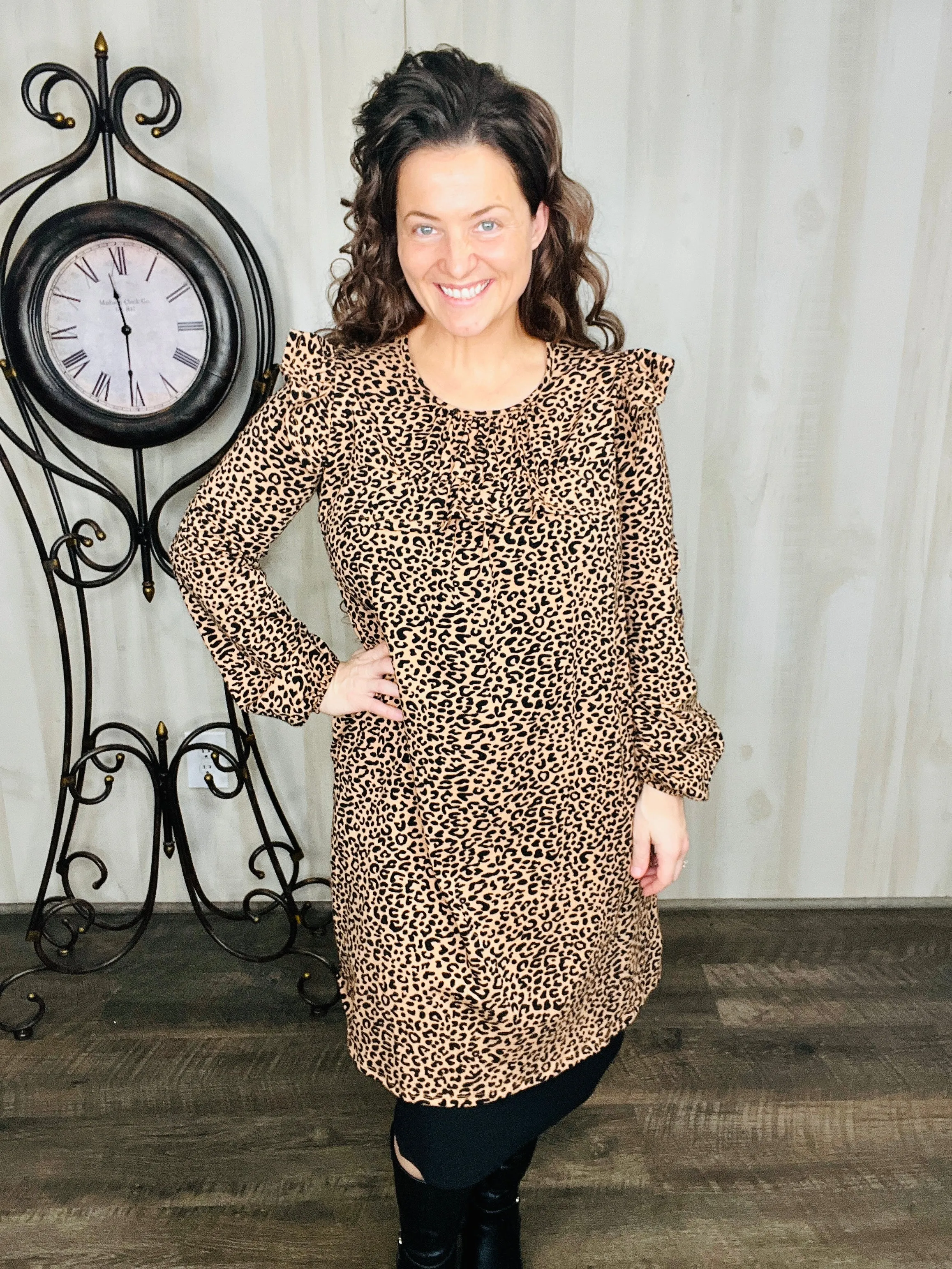 Katrina Leopard Print & Ruffle Tunic