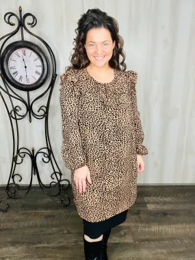 Katrina Leopard Print & Ruffle Tunic