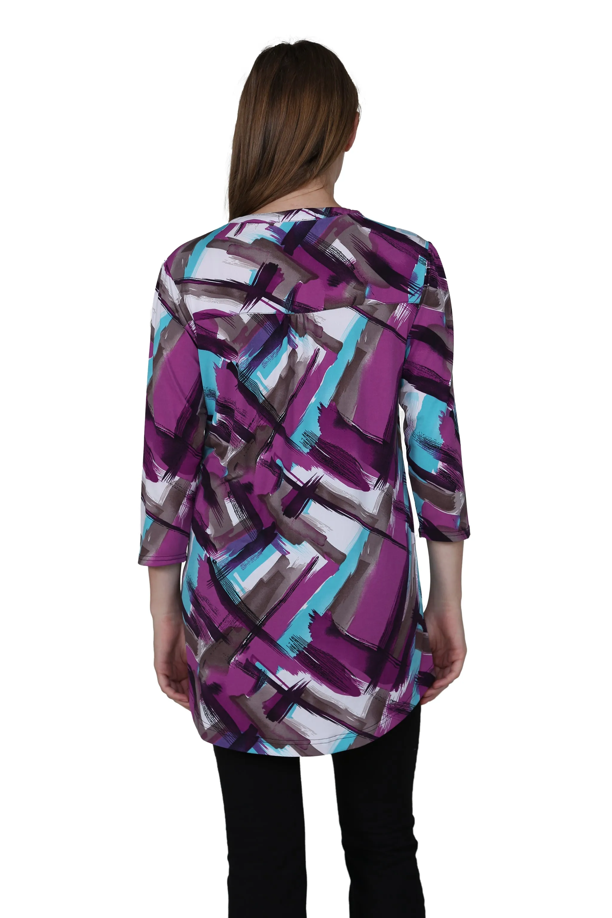 La Cera Pleat Front Geometric Printed Tunic