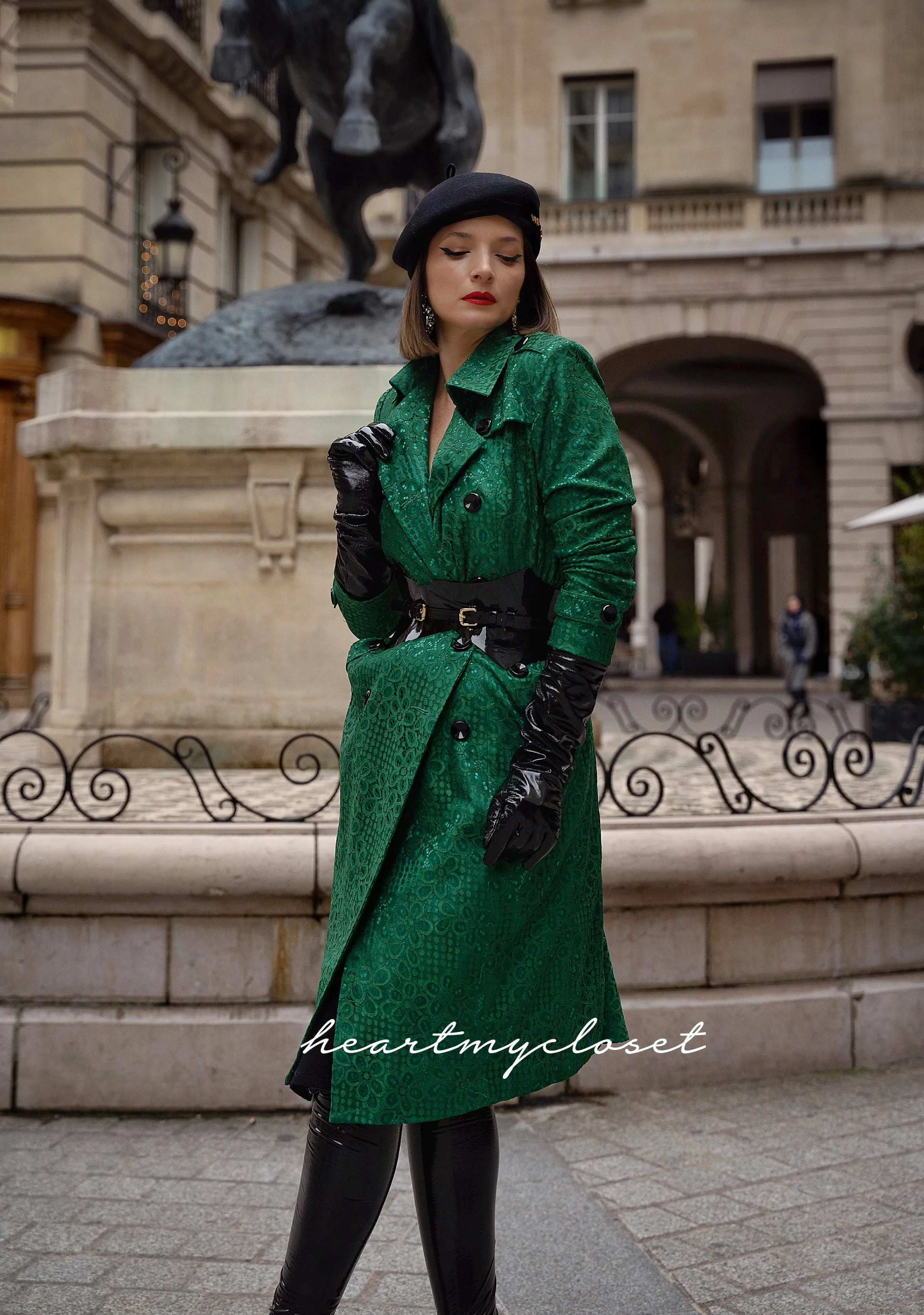 Lace trench - lace trench coat with satin lining