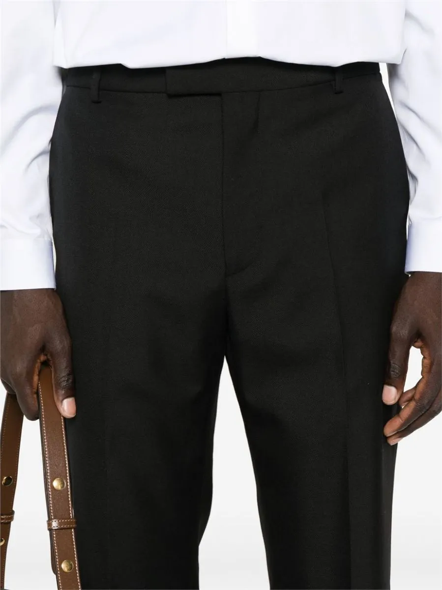 LOGO-EMBROIDERED TWILL TAILORED TROUSERS