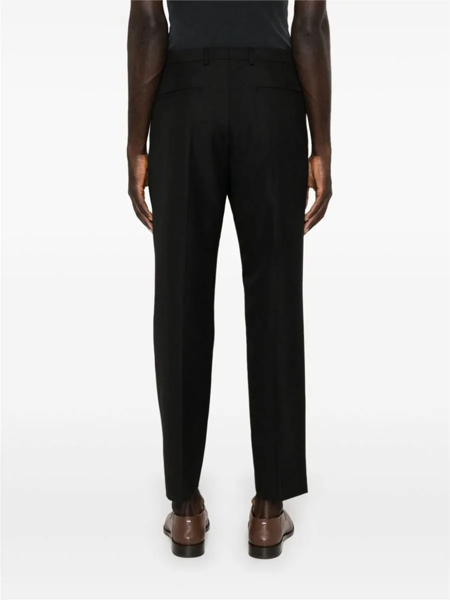 LOGO-EMBROIDERED TWILL TAILORED TROUSERS