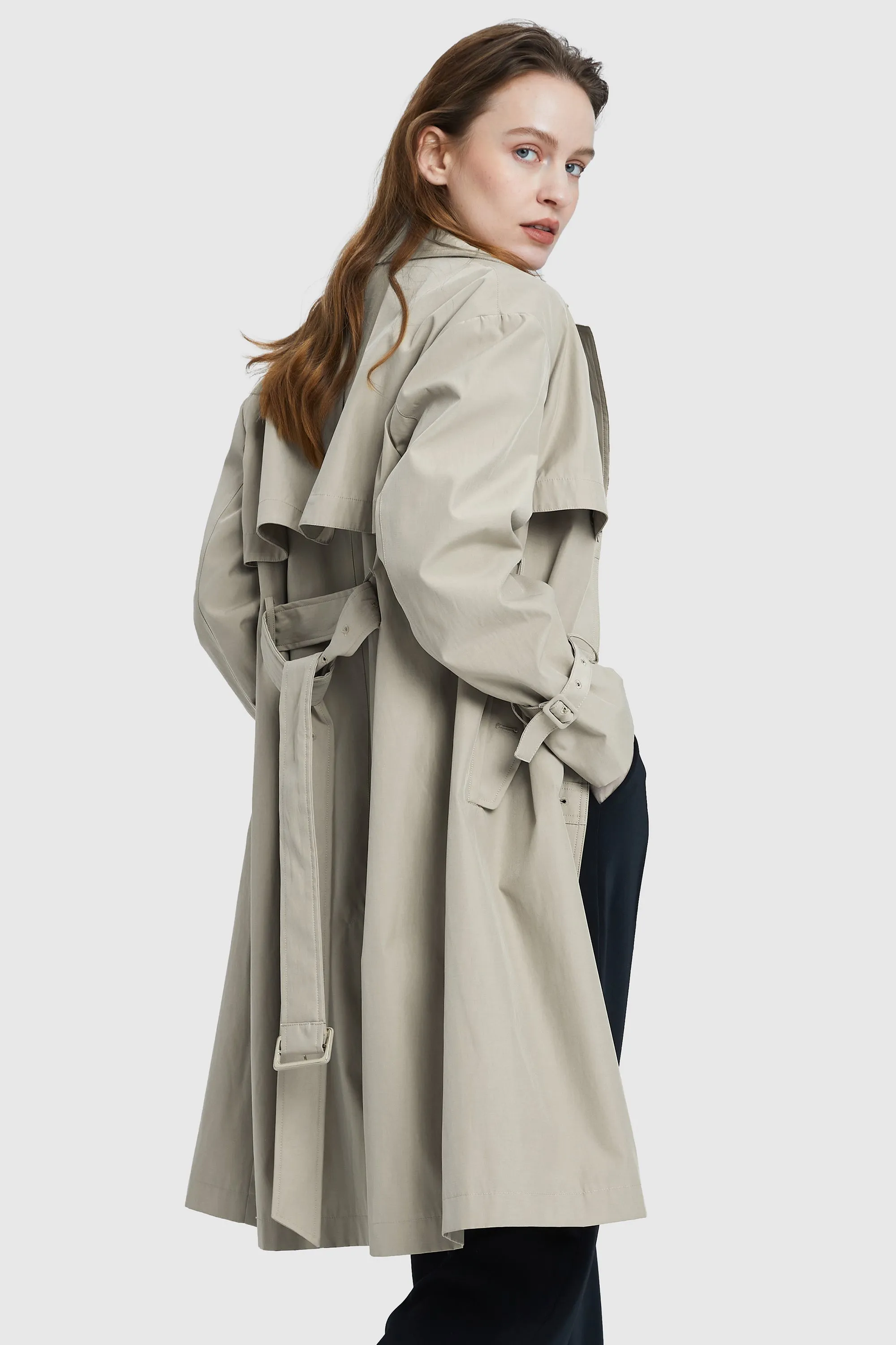 Long Single Breasted Trench Coat with Belt