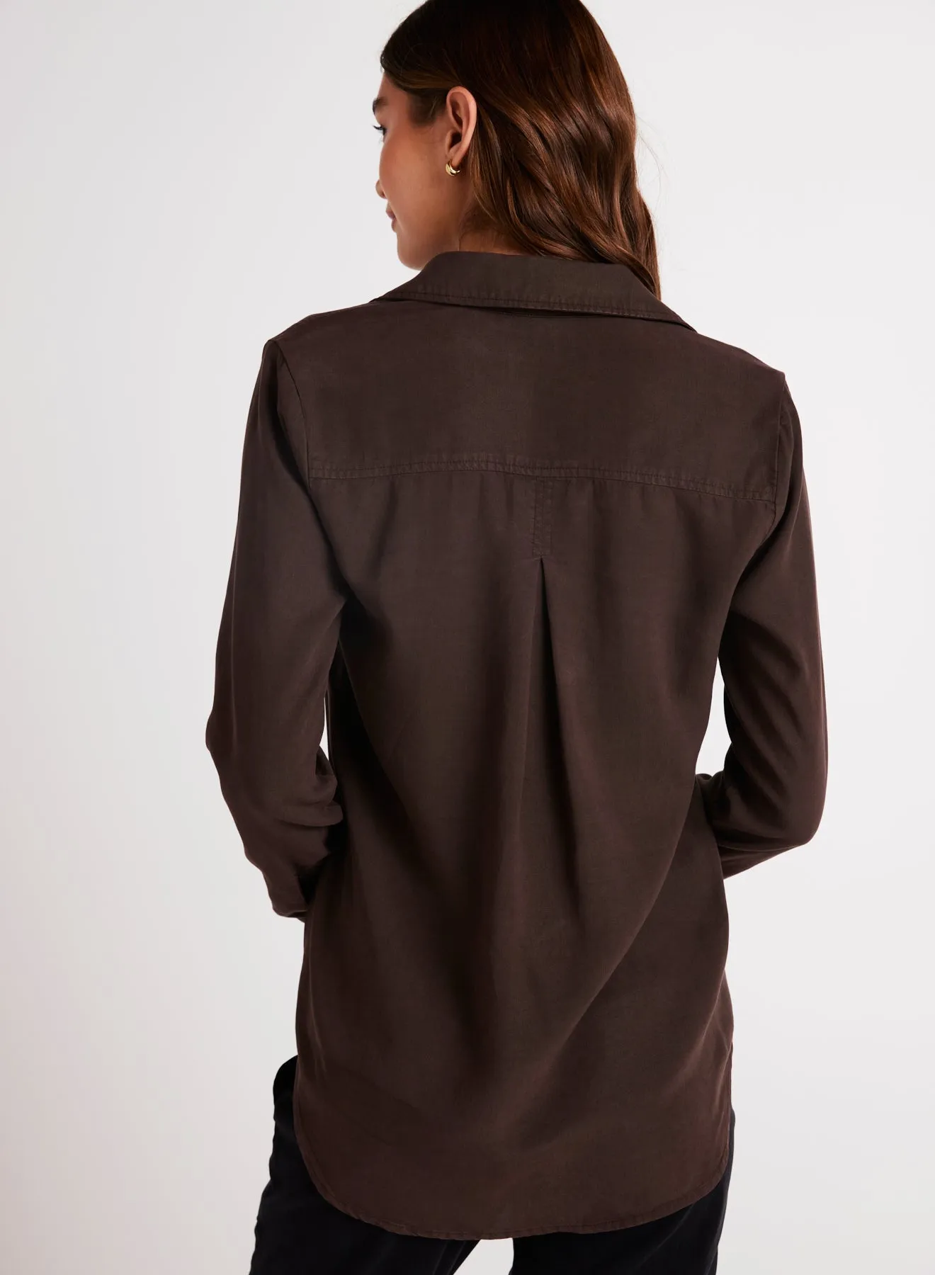 Long Sleeve Pullover Tunic - Chestnut Brown