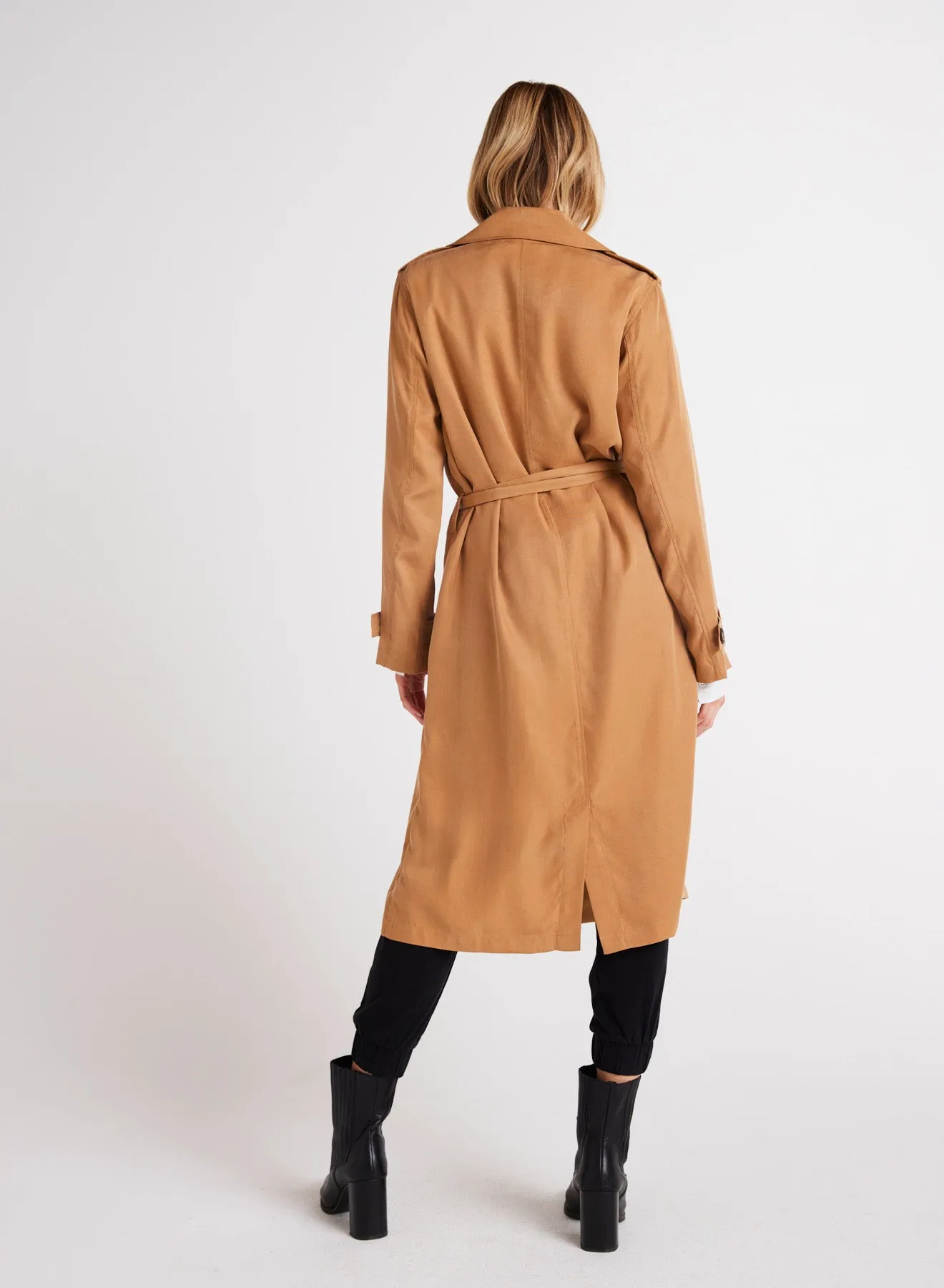 Luxe Twill Trench Coat - Golden Camel