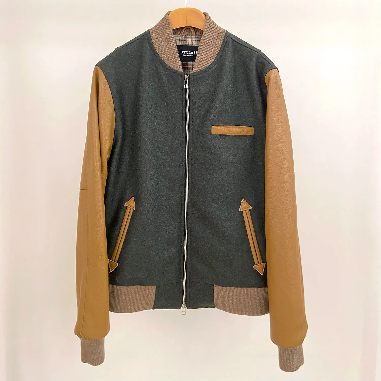 M - Olive/Cognac Bomber Jacket