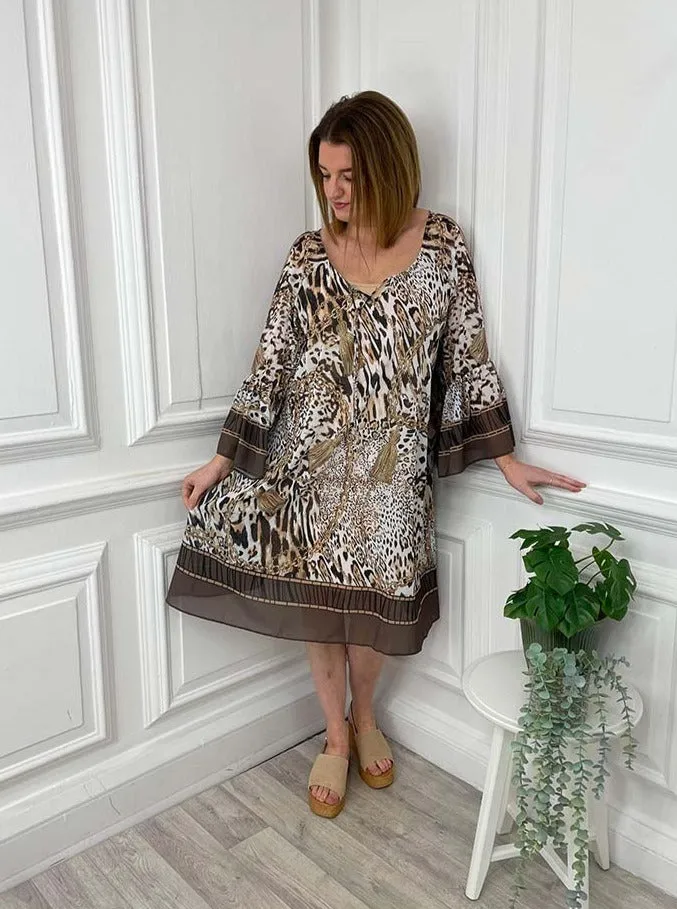 Malissa J Animal Print Kaftan Tunic - Natural