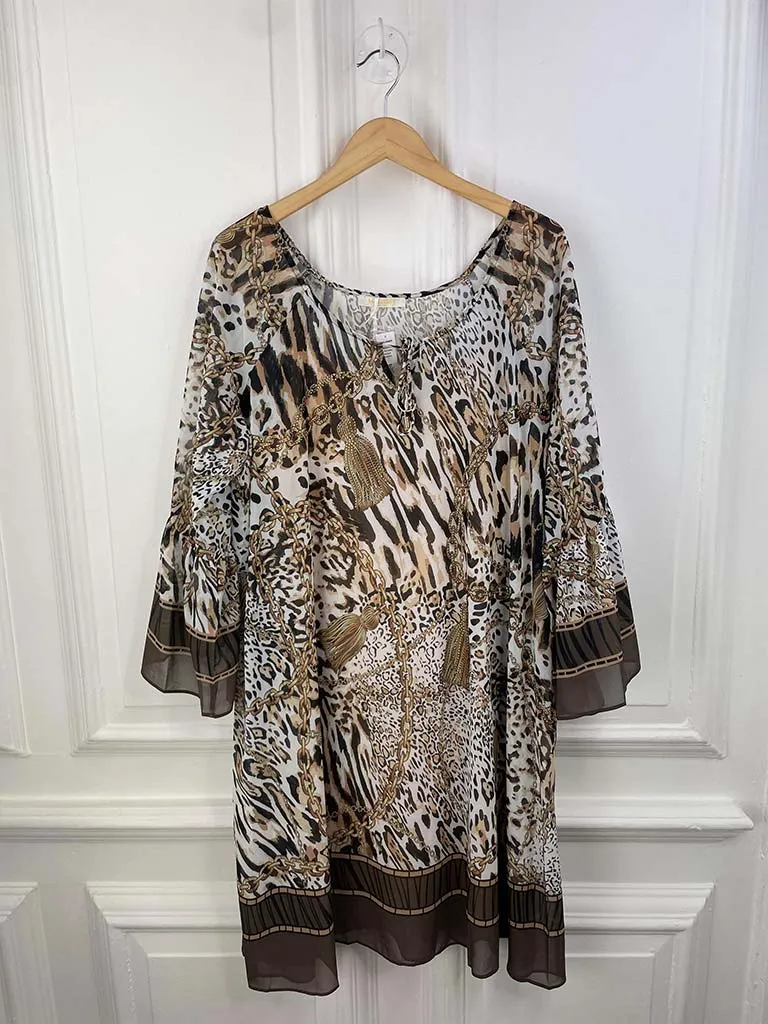 Malissa J Animal Print Kaftan Tunic - Natural