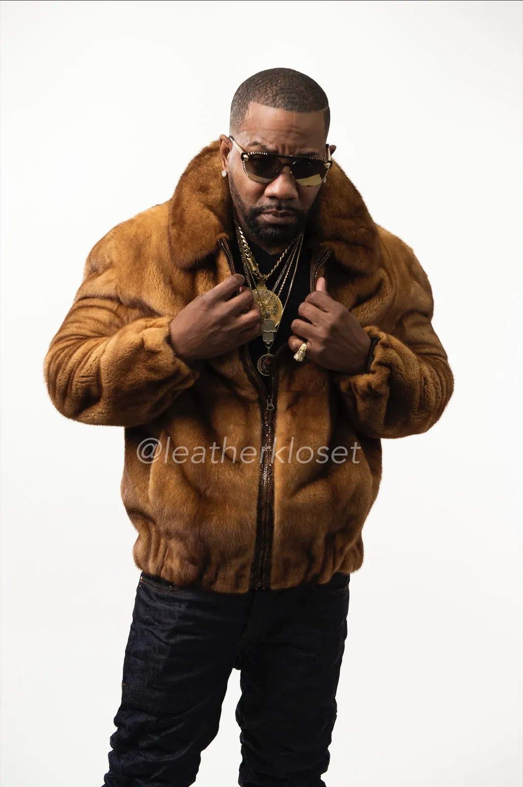 Men's Mink Bomber Jacket [Whiskey]