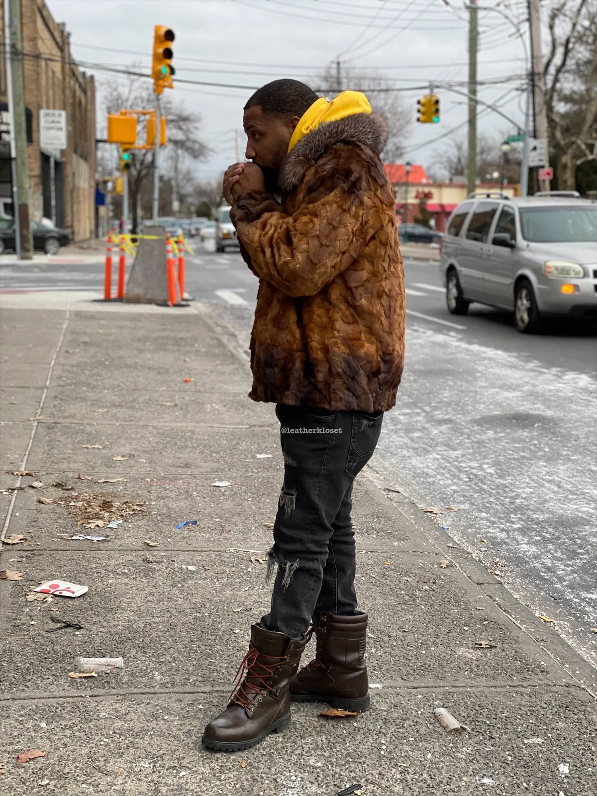 Men's Mink with Fox Fur Bomber Jacket